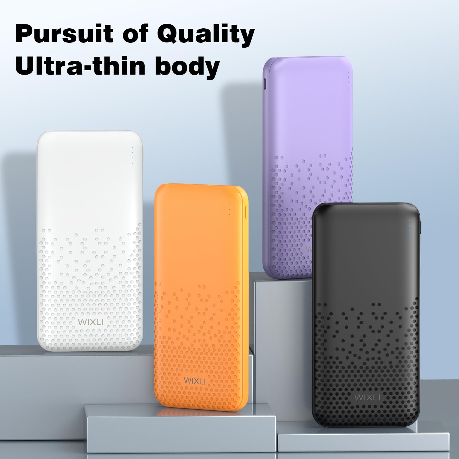 Slim 10000mAh Portable Charger - Ultra Compact Dual USB Power Bank for iPhone 15/14/13/12/11 Pro, Samsung S22/S21, Google Pixel, AirPods & More - Fast Charging External Battery Pack (Purple) | Perfect for Travel, Camping & Emergency Power Backup