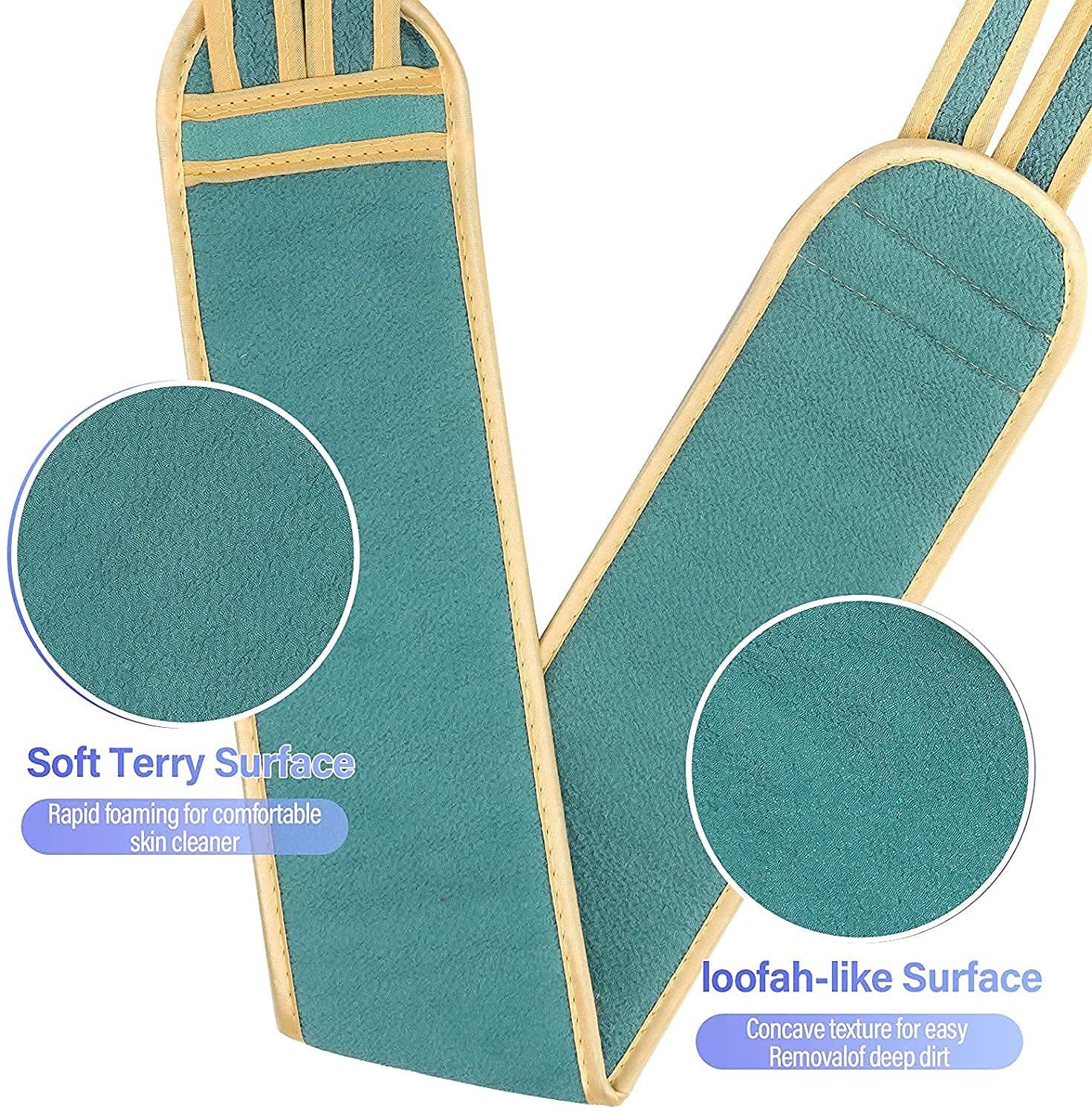 3-Piece Loofah Kit - Exfoliating Bath Sponge Puff, Back Scrubber & Gloves for Shower & Skincare | Perfect for Body Wash, Deep Cleansing & Spa Day at Home