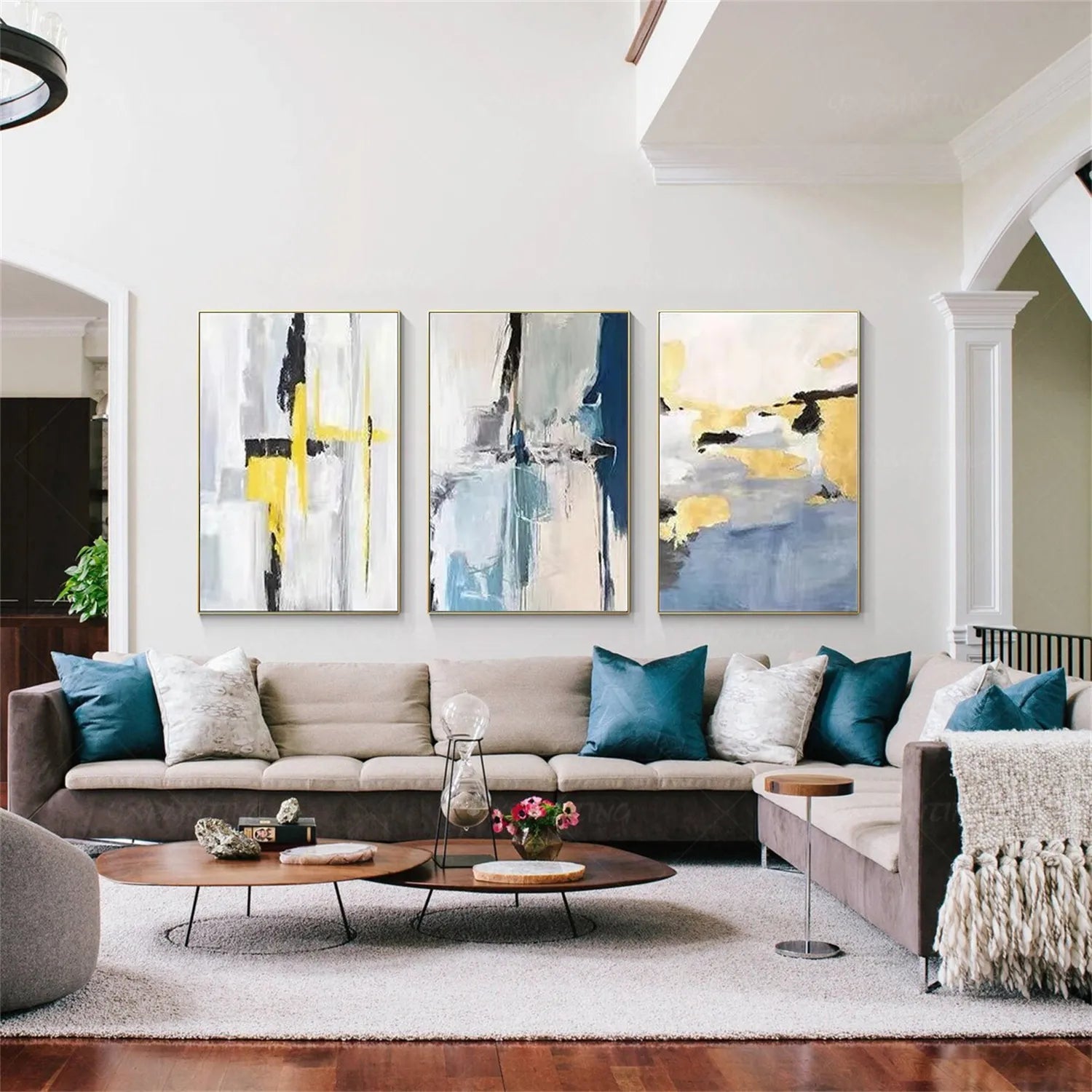 Abstract Painting Set of 3 - Modern Wall Art Canvas Prints for Living Room, Bedroom & Office Decor | #AB222