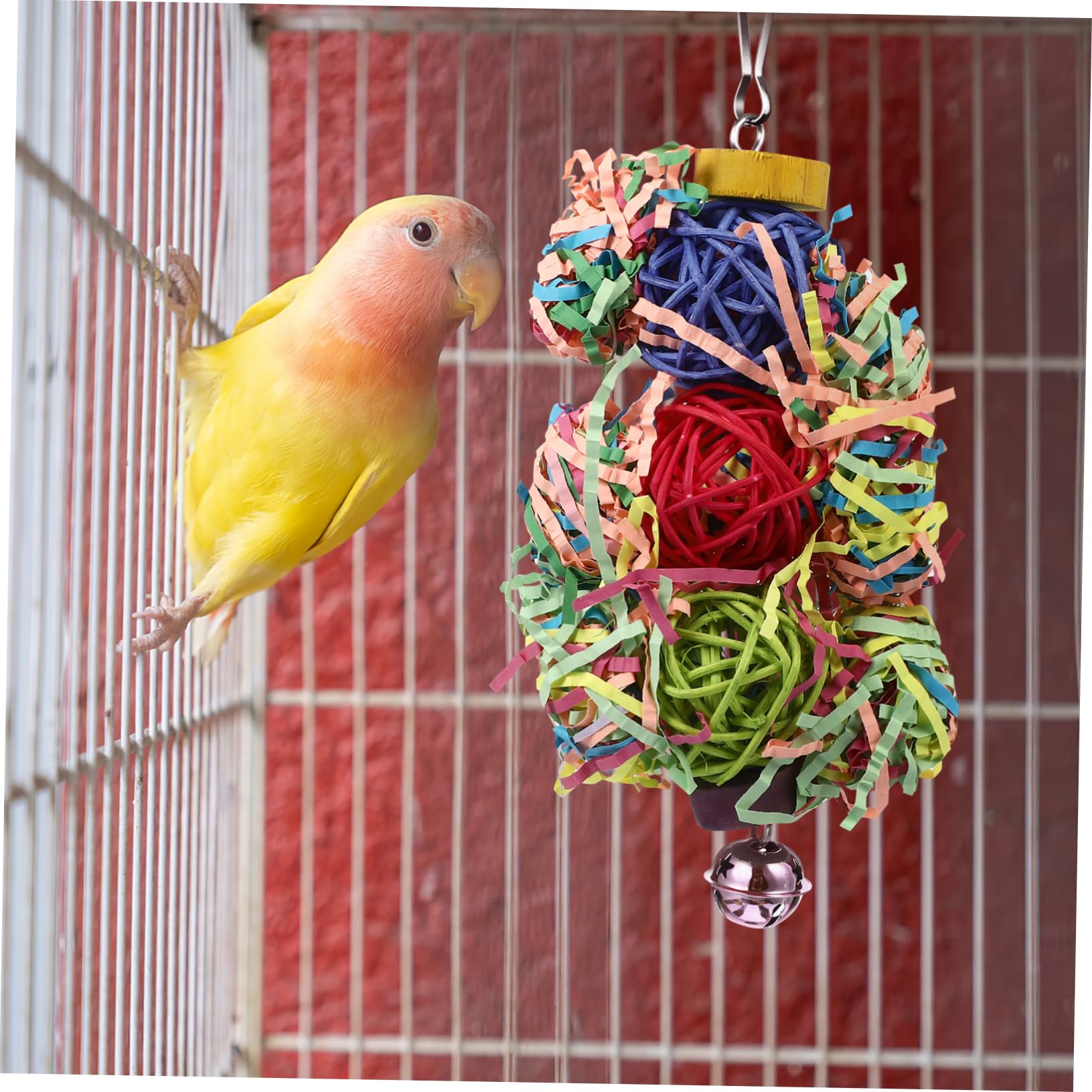 Balacoo 3 Pcs Cockatiel Toys - Parrot Foraging Hanging Shredder, Chewing Perch for Macaws, Conures & African Greys - Wooden Bite Cone Tail Bird Toy for Cage Enrichment and Mental Stimulation