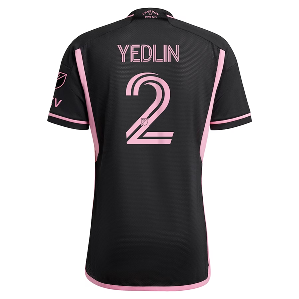Adidas Inter Miami CF DeAndre Yedlin Authentic Away Jersey 2023-2024 - Black & Pink with MLS Patches - Official Player Version Soccer Shirt for Fans & Collectors - Perfect for Matchdays, Gifts & Sports Events