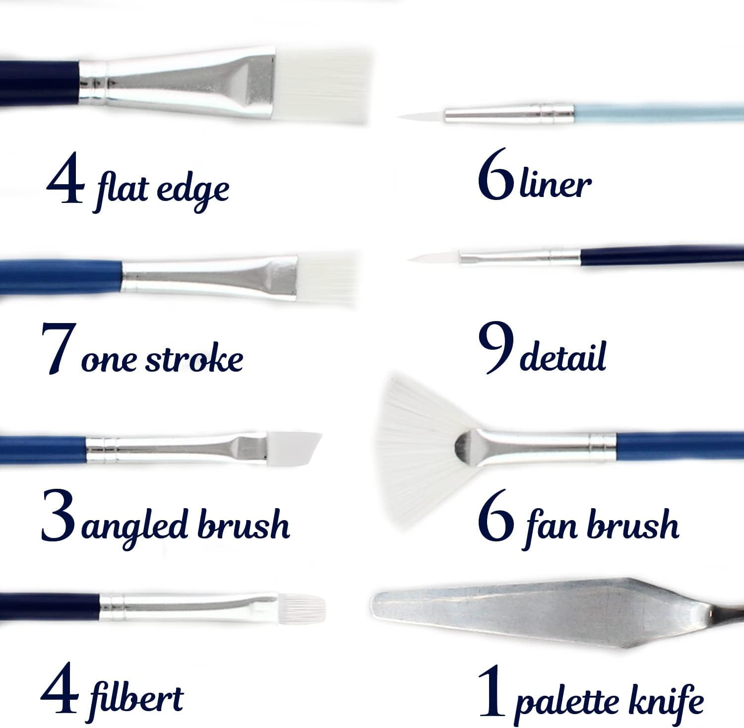 ArtSkills 40-Piece Acrylic Paint Brush Set for Canvas Painting - Professional Artist Brushes with Palette Knife - Perfect for Acrylics, Oil, Watercolor & Craft Projects - Ideal for Beginners & Professional Artists