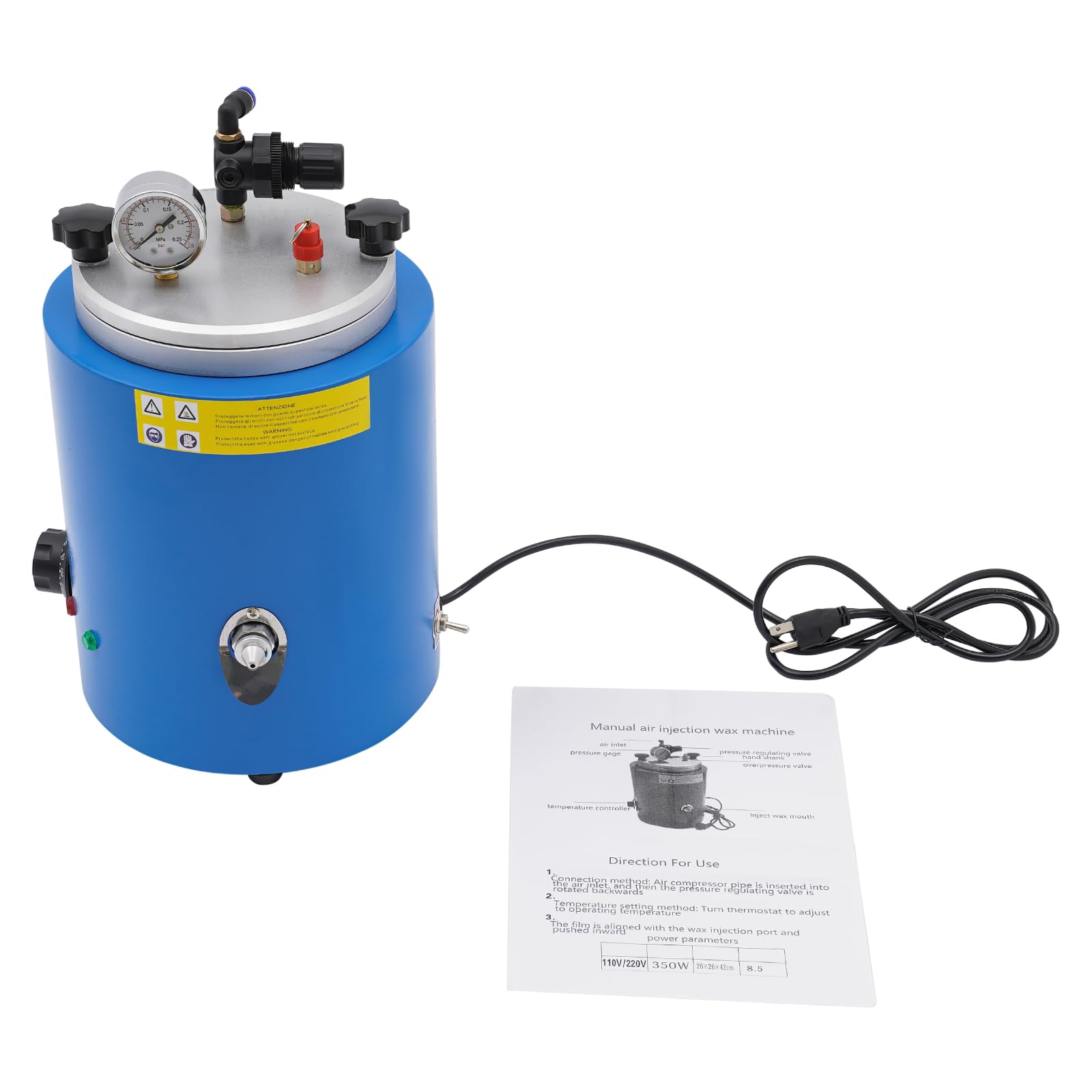 2.2L 110V 500W Wax Injection Machine with Double Nozzle & Adjustable Temperature (30℃-110℃) - Professional Jewelry Wax Casting Equipment for Rings, Bracelets & Dental Appliances - Perfect for Jewelry Making, Wax Modeling & Small Batch Production