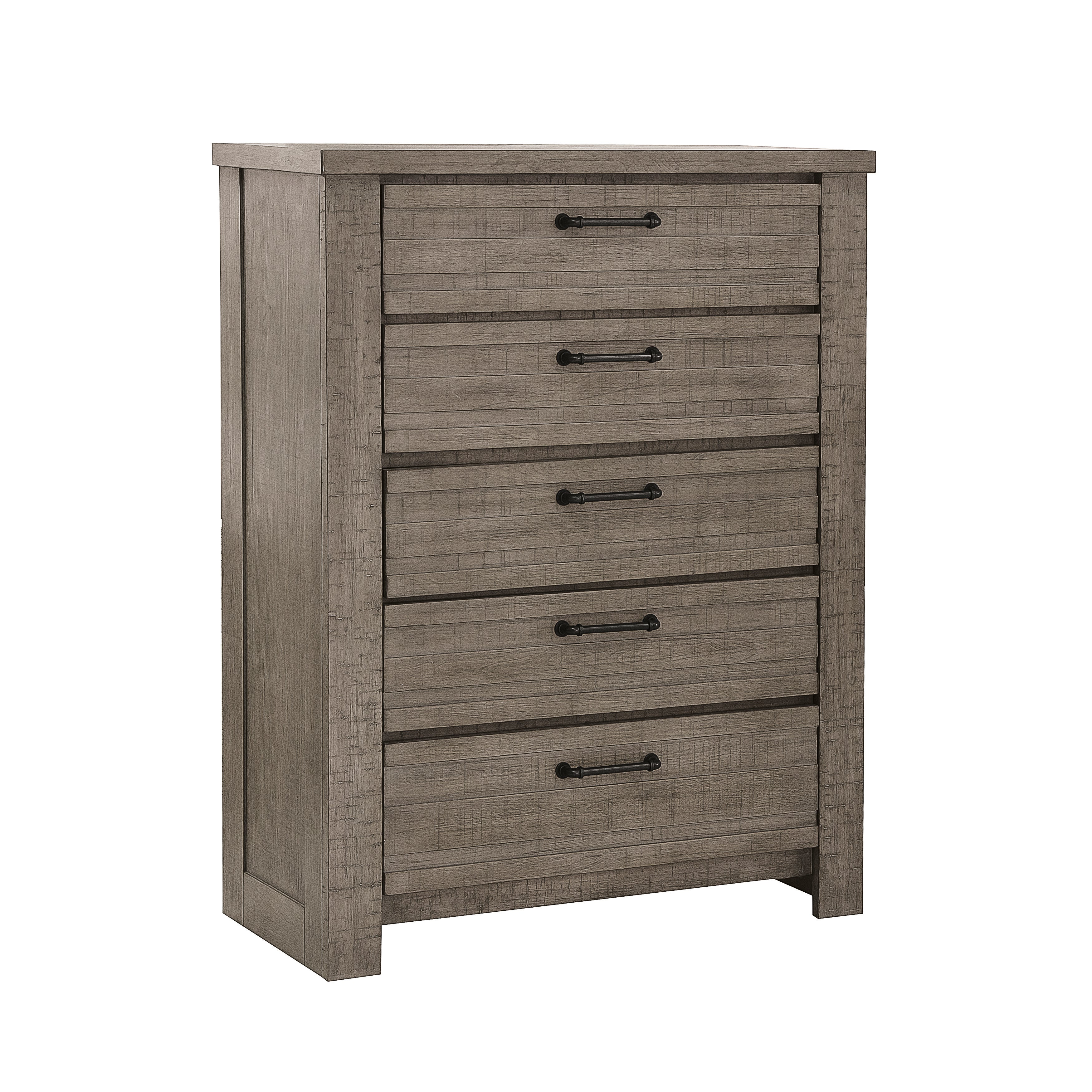 Sedona Transitional Medium Gray Wood 5-Drawer Chest - Stylish Bedroom Dresser for Clothes Storage & Home Organization