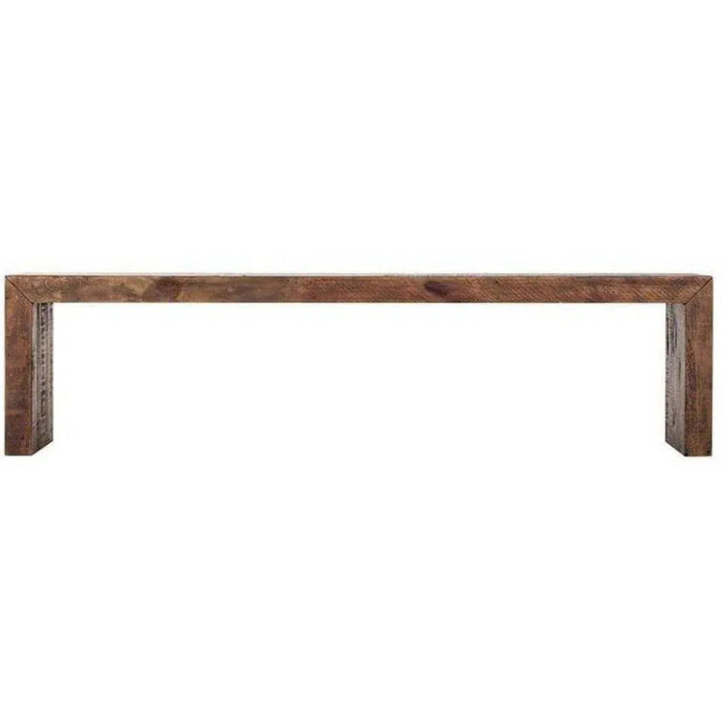 71 Inch Large Light Brown Industrial Wooden Bench - Sturdy & Modern for Living Room, Dining Room, or Entryway