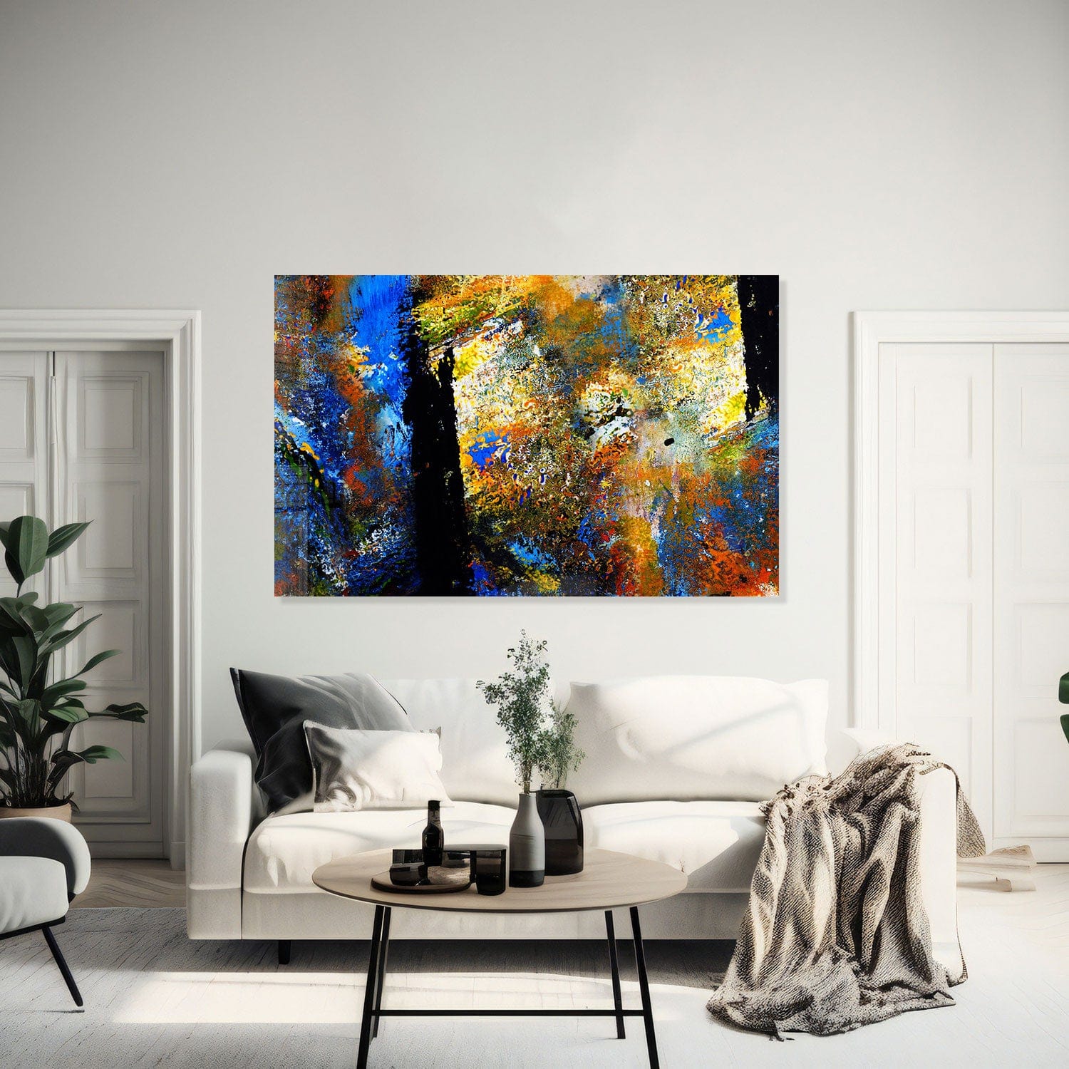 Abstract Face Tempered Glass Wall Art - Modern Home Decor for Living Room, Bedroom & Office | Shatter-Resistant & Stylish Design