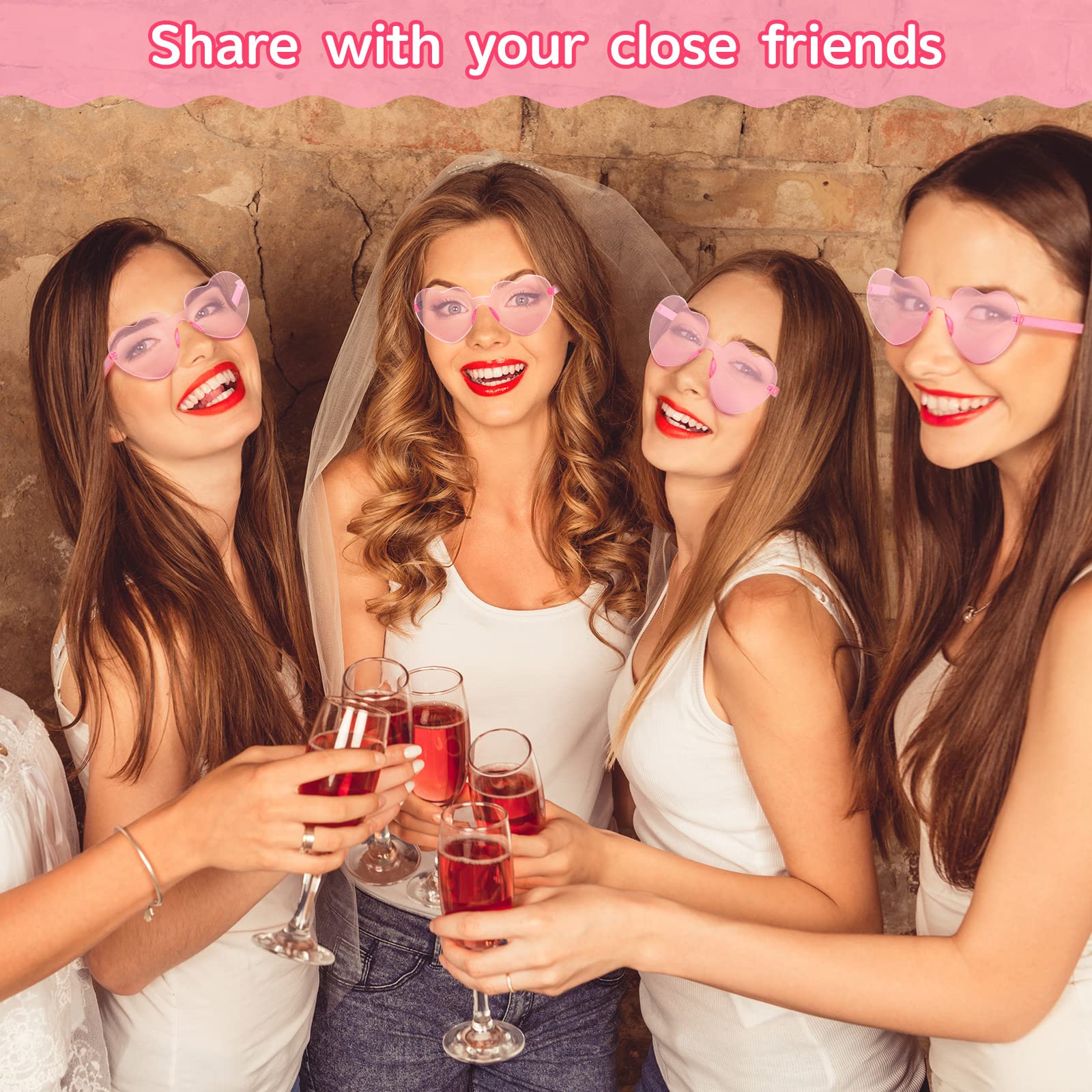Flutesan 30 Pairs Heart Shaped Sunglasses Bulk - Rimless Candy Color Party Eyewear for Women & Men - Perfect for Valentine's Day, Bachelorette Parties, and Summer Festivals