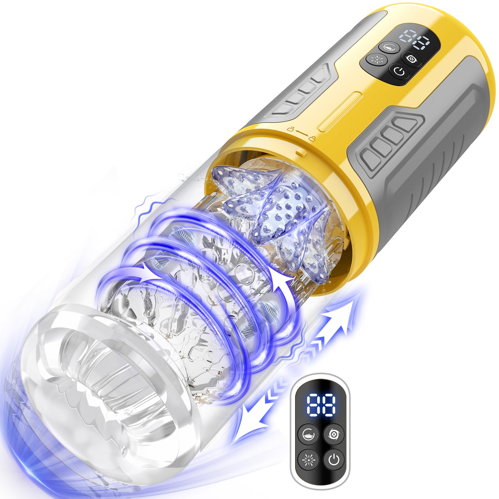 Premium Male Masturbator - Sobtik Upgraded 7-in-1 Rotating, Thrusting, Vibrating & Licking Stroker with LCD Display & Anti-Slip Grip | One-Click Burst Penis Pump for Enhanced Pleasure | Perfect for Solo Play & Couples' Intimate Moments