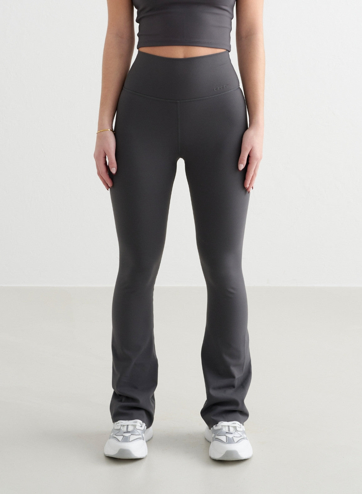 Shadow Grey High-Waisted Yoga Tights for Women - Seamless Workout Leggings with Flare Design - Perfect for Yoga, Running, Gym & Lounge Wear