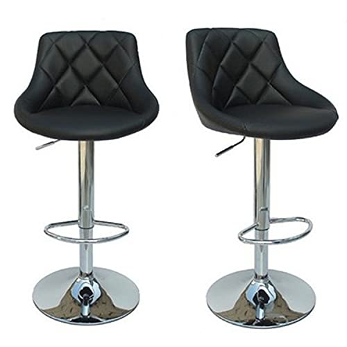 Adjustable Height Swivel Bar Stools Set of 2 - PU Leather Counter Stools for Kitchen, Bar & Dining - Indoor & Outdoor Use - Black Modern Bar Chairs for Home, Restaurant & Patio