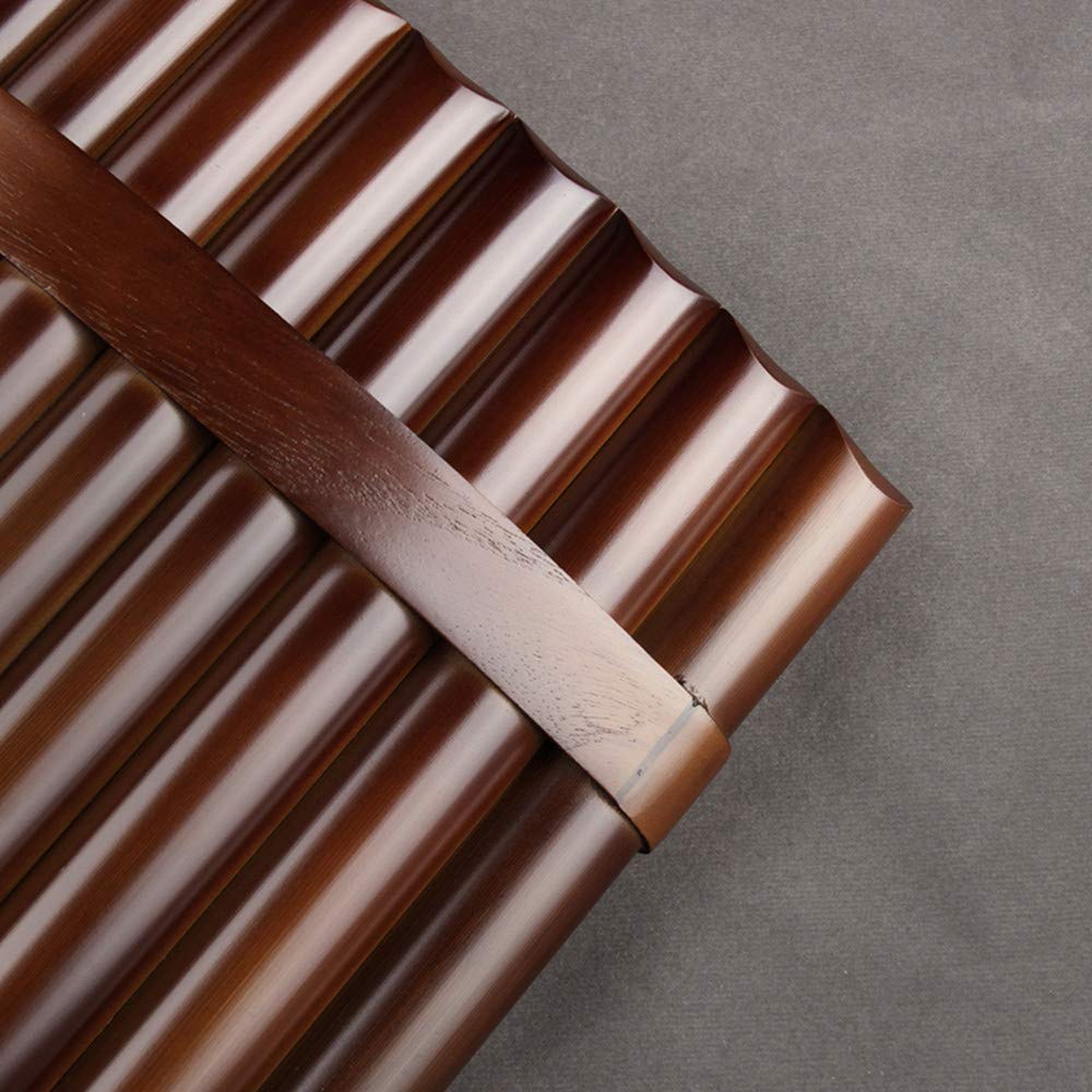 Professional 22/25 Pipes C Key Pan Flute - Traditional Chinese Musical Instrument, Easy to Learn Pan Pipes with Brown Finish & Black PU Bag (25-Left Hand) - Perfect for Beginners, Performances, and Cultural Music Enthusiasts