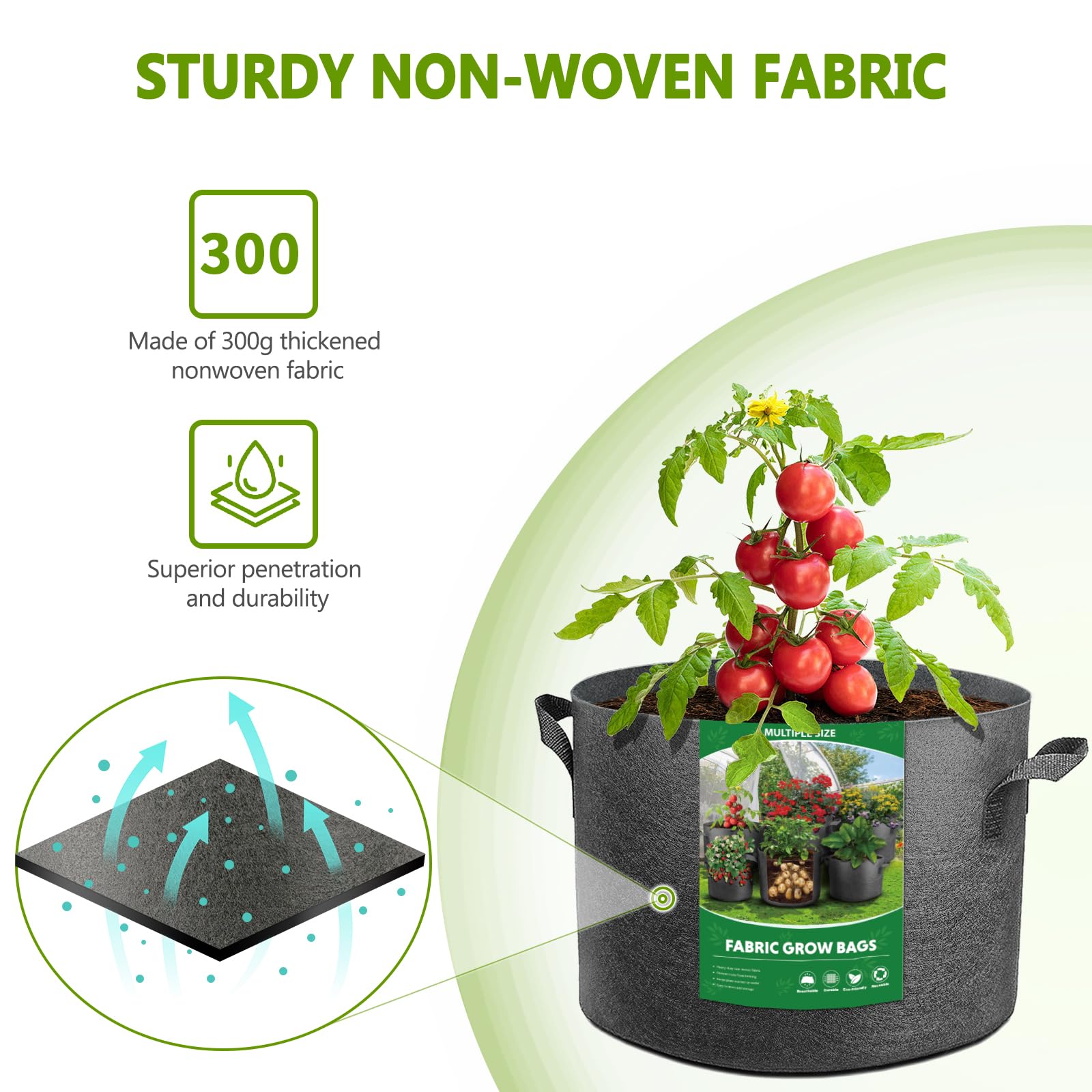 5 Gallon Grow Bags 5-Pack - Heavy Duty Fabric Plant Pots for Vegetables, Fruits, Flowers with Reinforced Handles - Ideal for Outdoor Gardening, Container Planting & Urban Farming - Perfect for Tomatoes, Potatoes, Herbs & More