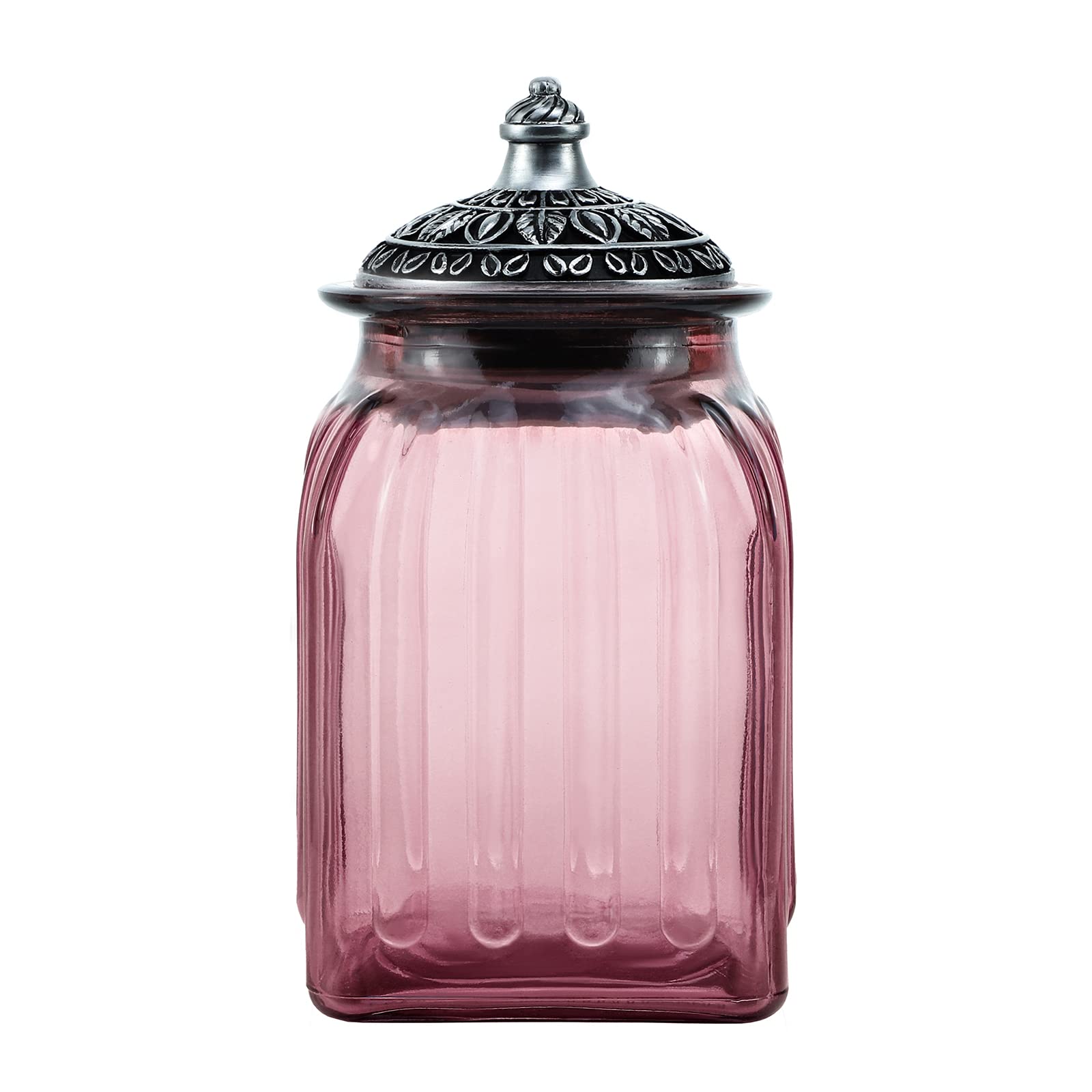Vintage Crystal Glass Candy Jar with Lid - 30 oz Food Storage Container for Nuts, Jewelry, Wedding Buffet & Kitchen Decor - Assorted Colors
