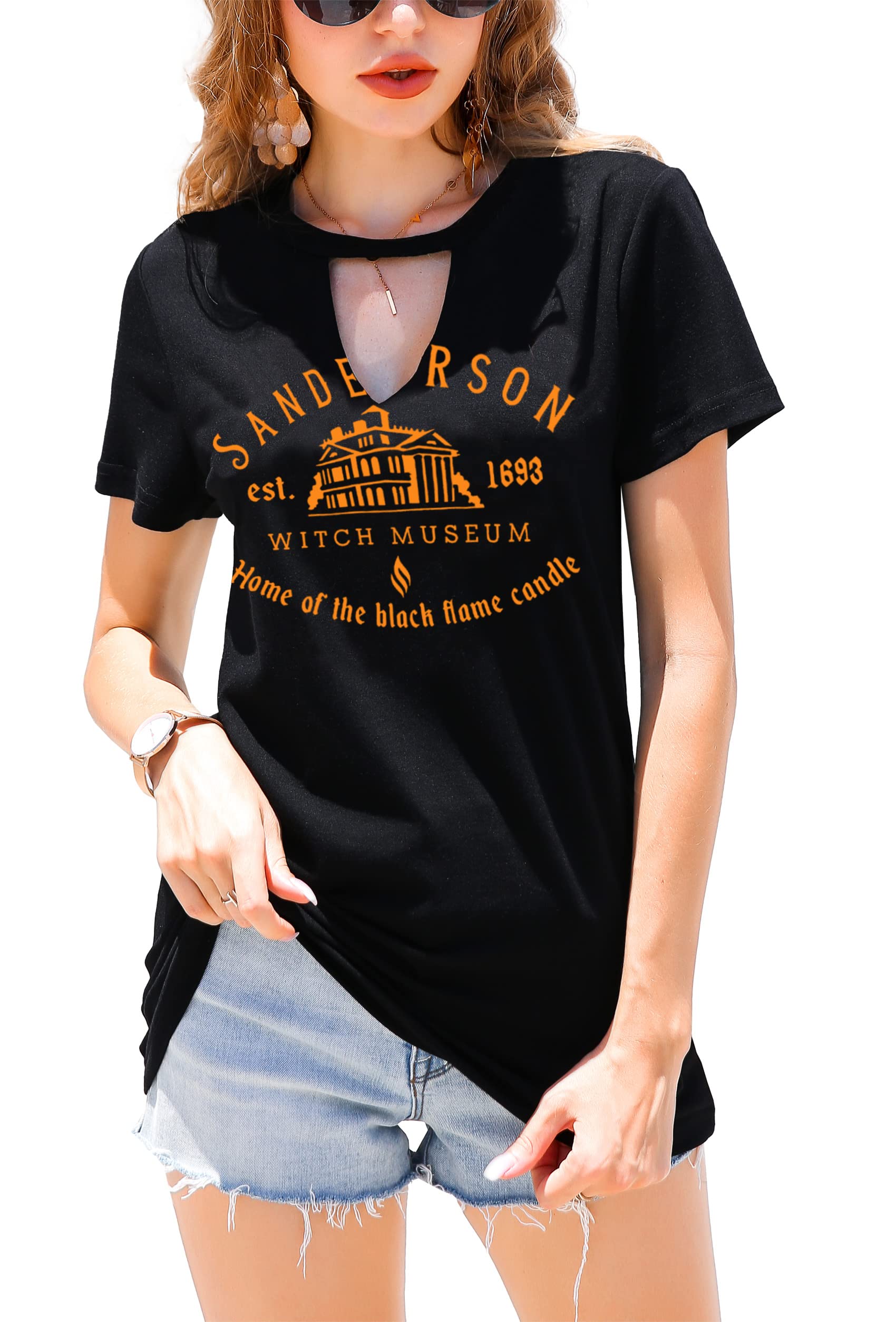 MAIHUN Halloween T-Shirt for Women - Hocus Pocus Sanderson Sisters Horror Movie Tee | Scary Squad Graphic Top for Halloween Parties, Costume Events & Horror Movie Nights