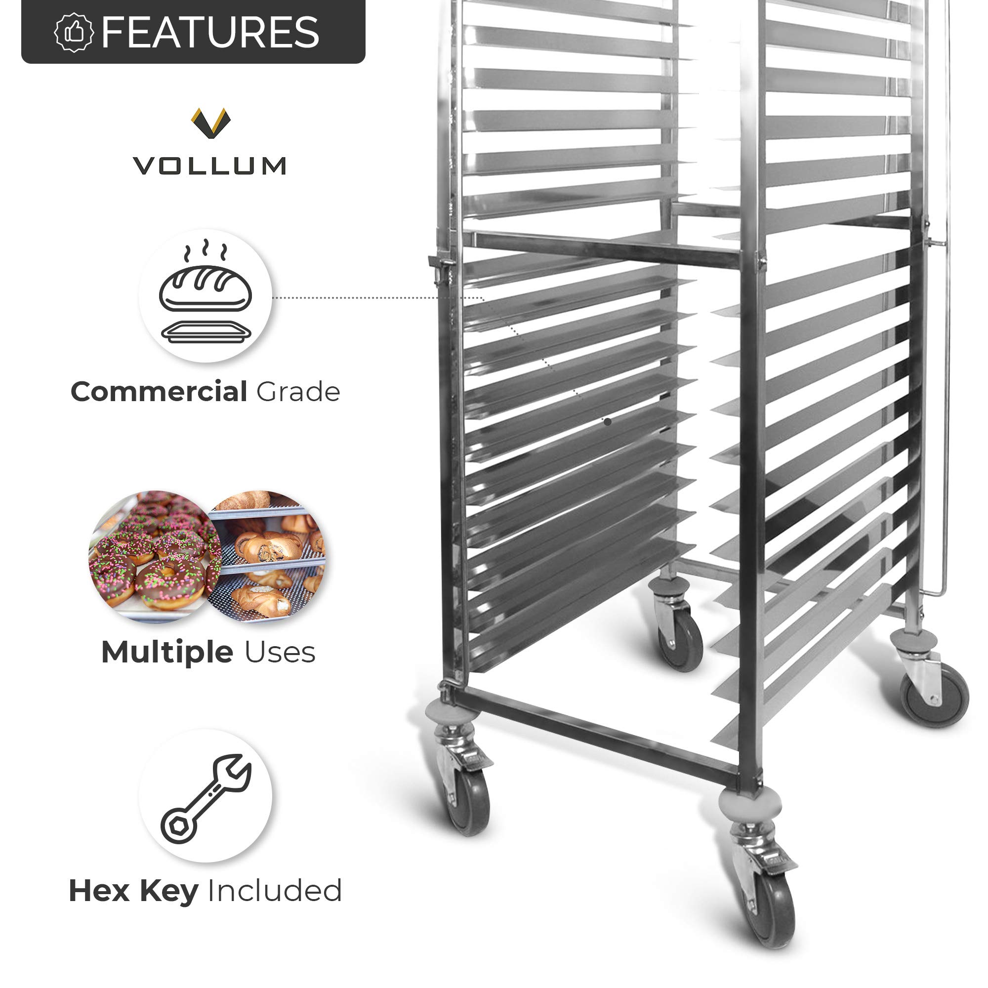 Stainless Steel Front Load Knock Down Bakery Rack - Heavy Duty Commercial Sheet Pan Holder (Fits 20 Full Size Trays) - Perfect for Restaurants, Bakeries & Commercial Kitchens
