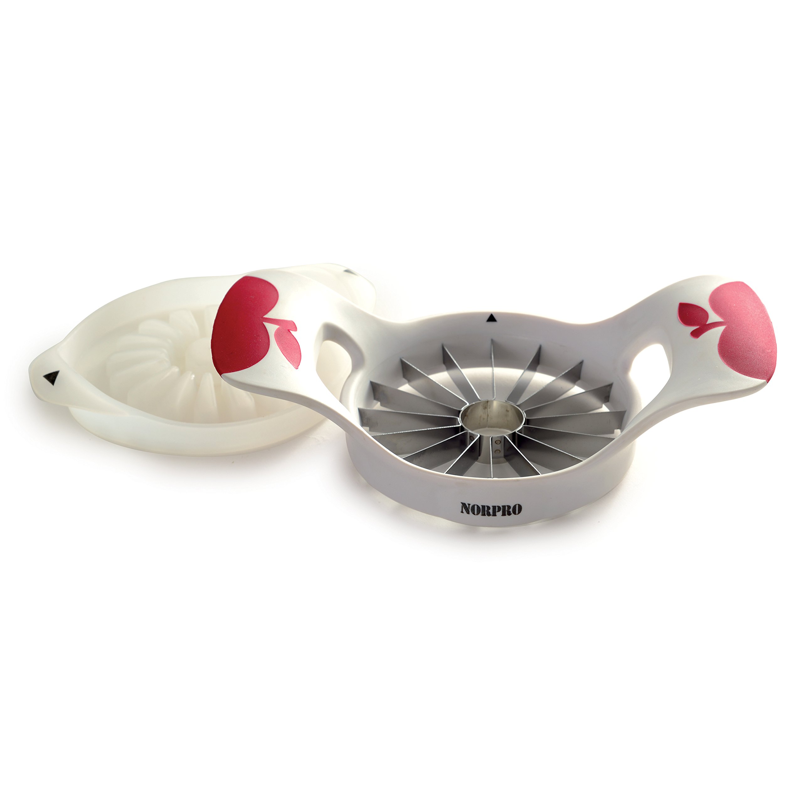 NORPRO NOR-5133 Grip-Ez 16-Slice Fruit Wedger with BSE - White | Easy Fruit Cutter for Apples, Melons & Pineapples | Perfect for Kitchen, Picnics & Party Platters