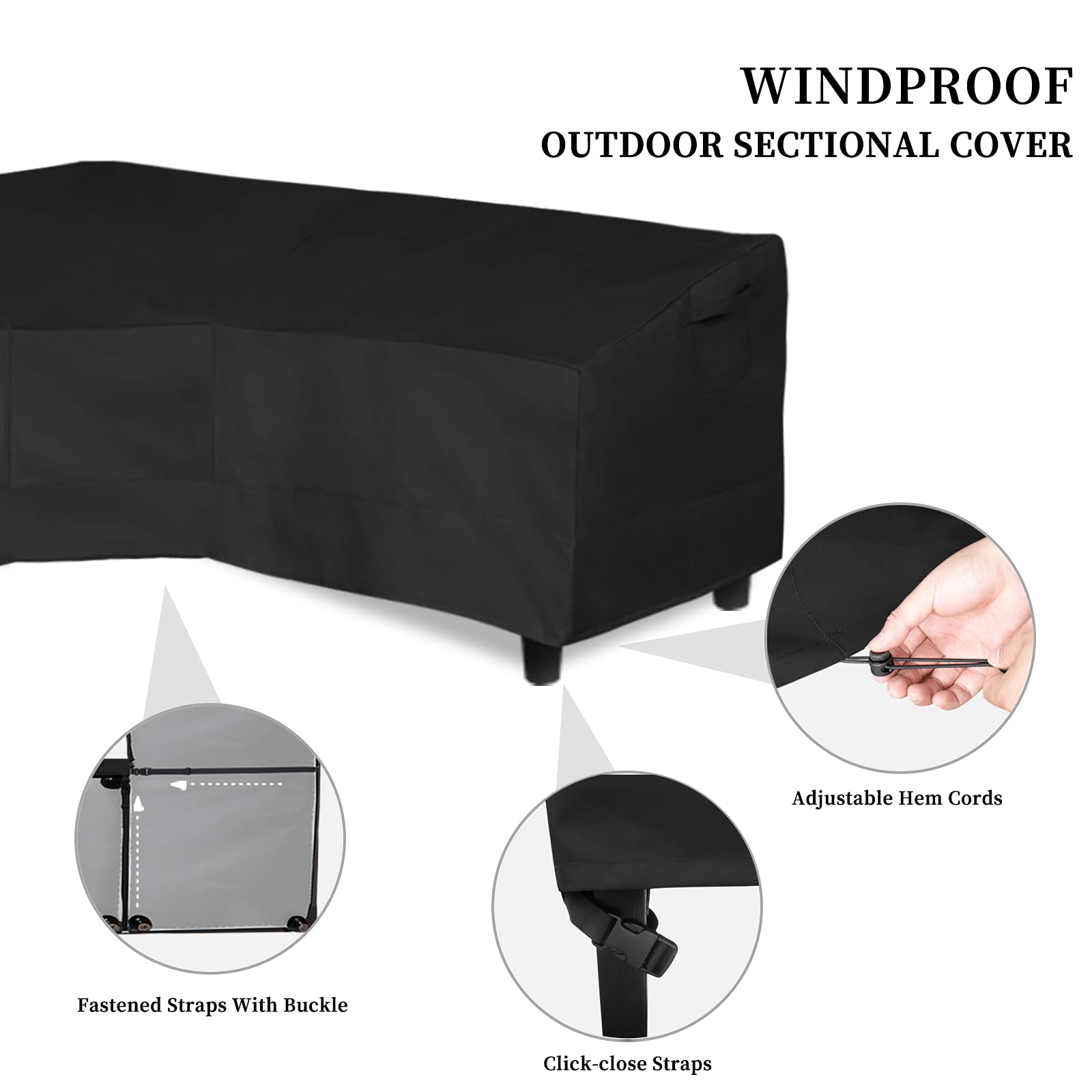 Waterproof Outdoor Sectional Sofa Cover - Heavy Duty V-Shaped Patio Furniture Cover with Air Vents (89
