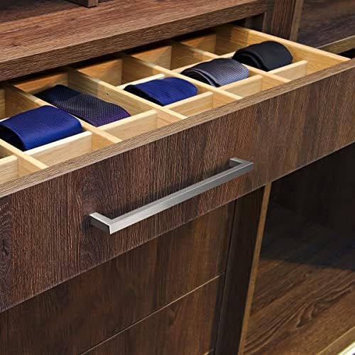 GobeKor 25 Pack Brushed Nickel Cabinet Handles - 7-1/2 Inch (192mm) Hole Center Square Drawer Pulls for Kitchen Cabinets, Dressers & Furniture - Modern Cabinet Hardware for Home Renovation & DIY Projects