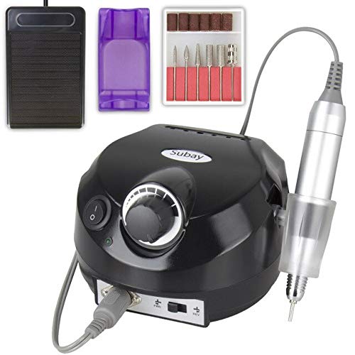 Professional Electric Nail Drill Machine for Manicure & Pedicure - 30pcs Drill Bits & 300pcs Sanding Bands Kit (110V US Plug, Black) - Perfect for Salon, Home Use & DIY Nail Art
