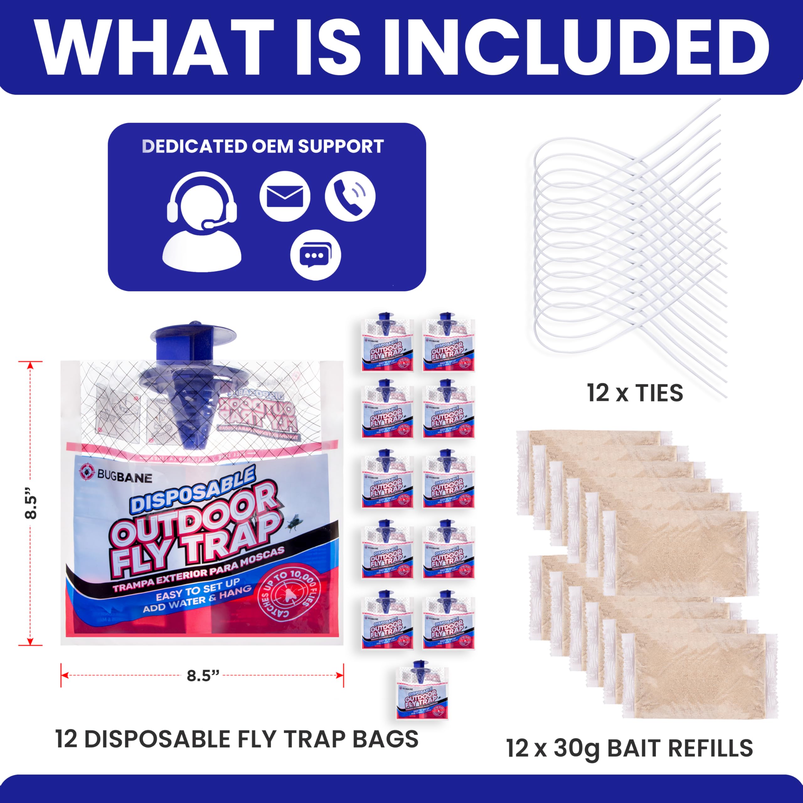 **Non-Toxic Outdoor Fly Traps – 12 Pre-Baited Disposable Hanging Fly Catchers for Patio, Yard, Horse Ranch & Trash Can – Effective Bug Control for Filth Flies – Ideal for Outdoor Use in Gardens, Farms & Backyards**