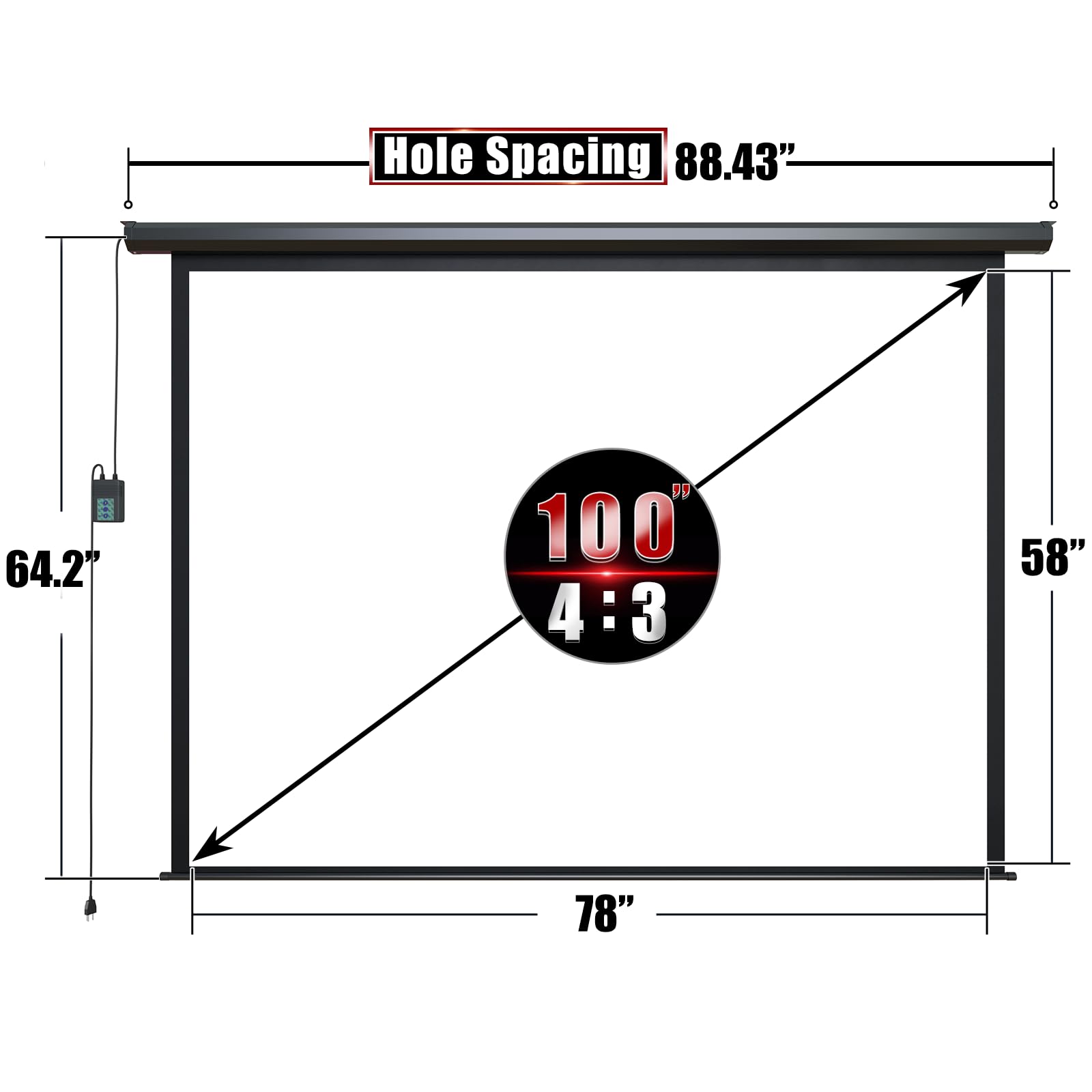 Aoxun 100 Inch Motorized Projector Screen - Electric Pull Down Projector Screen with Remote Control for Indoor & Outdoor Movies | Perfect for Home Theater, Backyard Movie Nights and Office Presentations