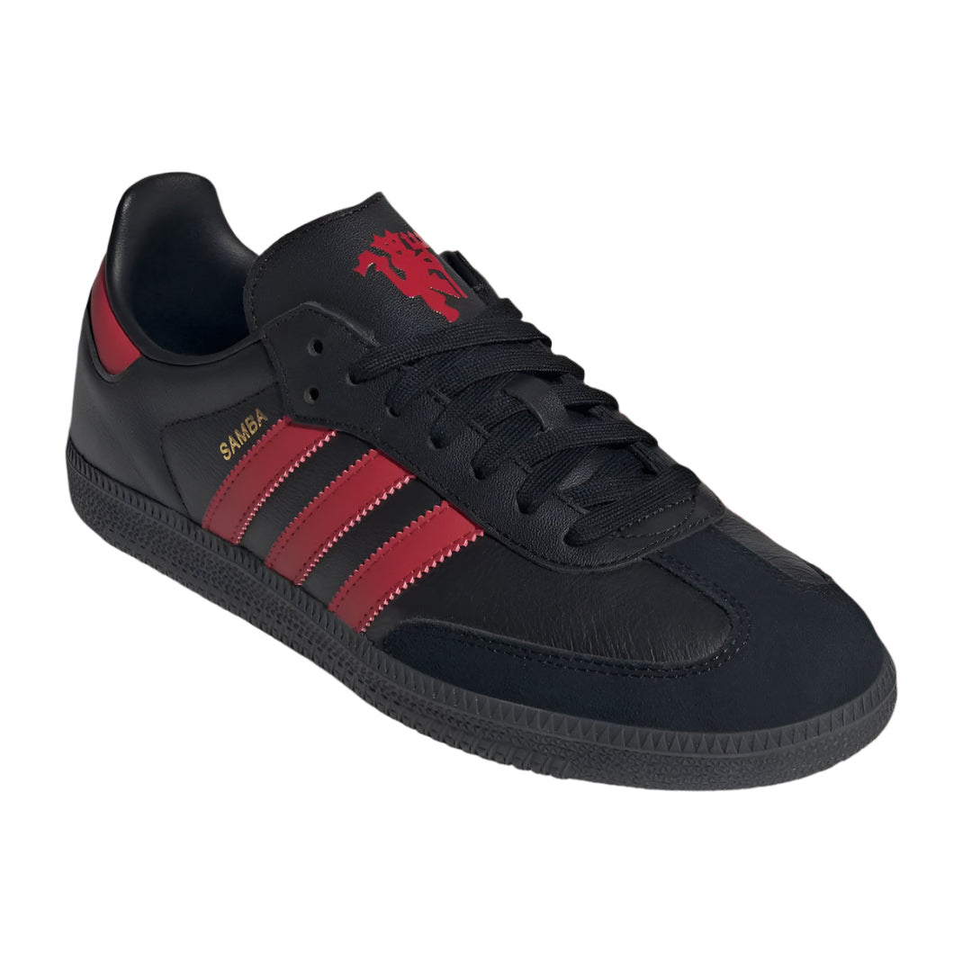 adidas Manchester United Samba Indoor Soccer Shoes for Men - Black/Red - Comfortable Football Cleats for Training & Matches - Perfect for Indoor Courts & Futsal Games