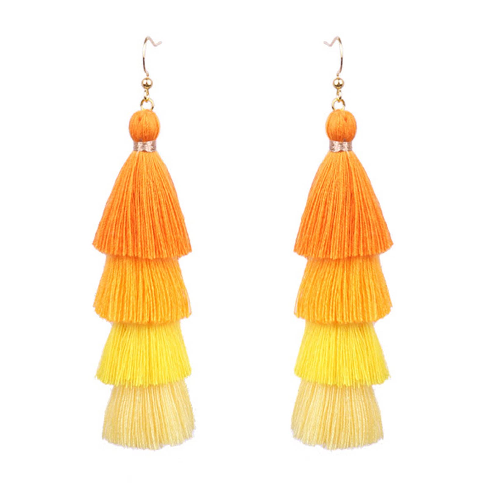 Hislaves Fashion Earrings for Women & Girls - Bohemian Style Ultra Long 4-Layer Tassel Fringe Dangle Earrings | Trendy Statement Jewelry for Parties, Weddings & Everyday Wear
