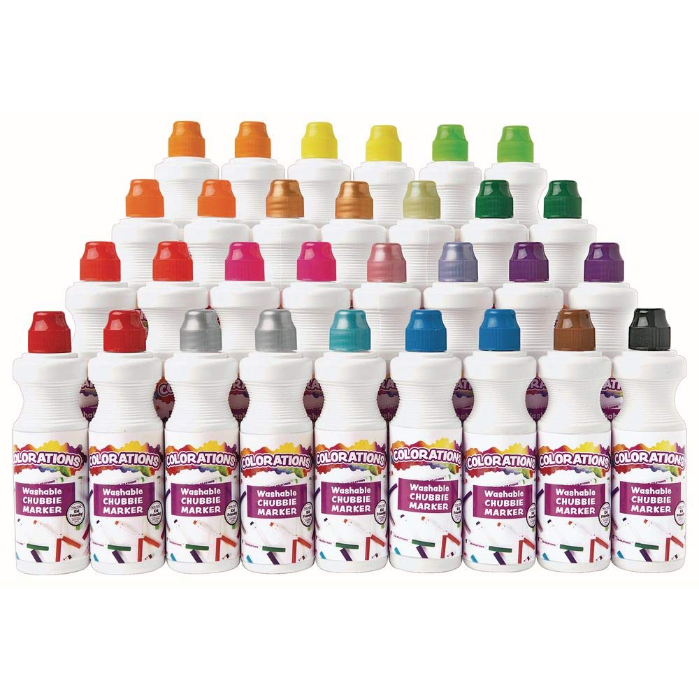 Colorations Washable Chubbie Markers - 30-Pack Classroom Supplies for Kids Arts & Crafts, Non-Toxic & Safe, Vibrant Colors for Drawing, Coloring, and DIY Projects - Perfect for School, Home, and Creative Activities
