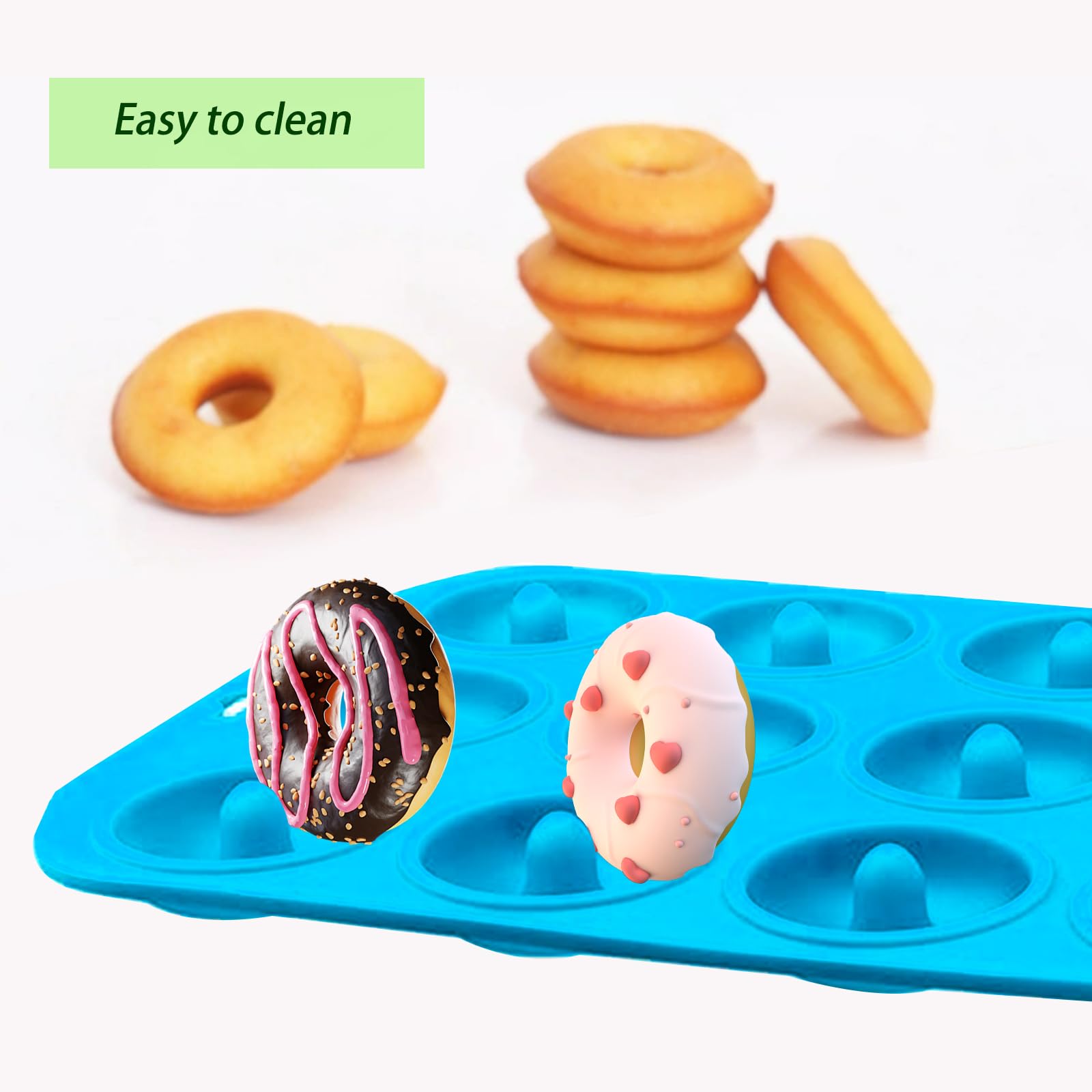 Non-Stick Silicone Donut Pan - Bite Size Mini Donut Molds for Baking, Heat Resistant & Easy Clean - Perfect for Homemade Donuts, Cupcakes & Party Treats - Ideal for Birthday Parties, Brunch & Family Baking Fun