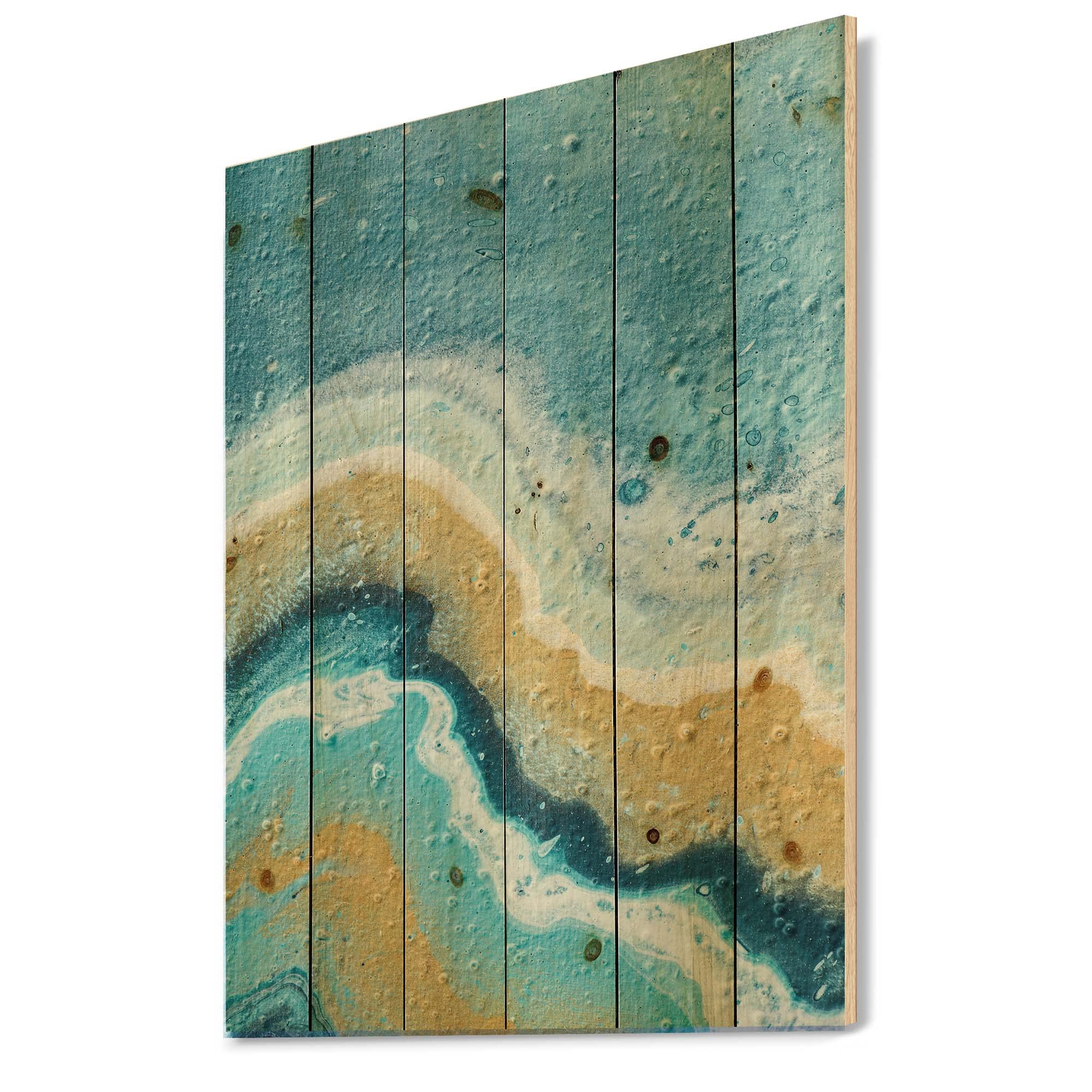 DesignQ Abstract Yellow and Blue Wood Wall Art - Modern Contemporary Wood Wall Decor, Large Abstract Wood Panels Printed on Natural Pine - Perfect for Living Room, Bedroom, and Office Decor