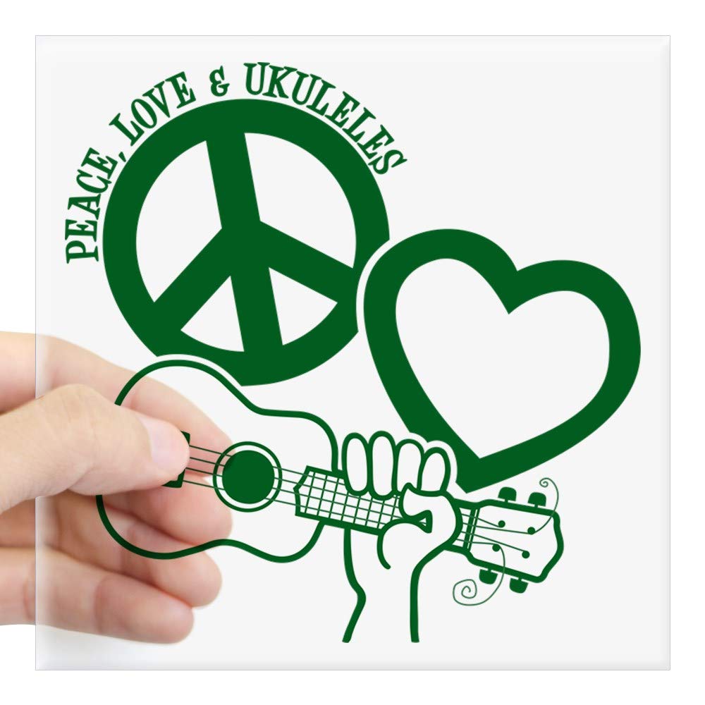 Premium 3x3 Inch Square Bumper Sticker - CafePress P, L, Ukuleles Design - Waterproof Car Decal for Windows, Laptops & Guitar Cases - Perfect for Music Lovers & Vehicle Customization