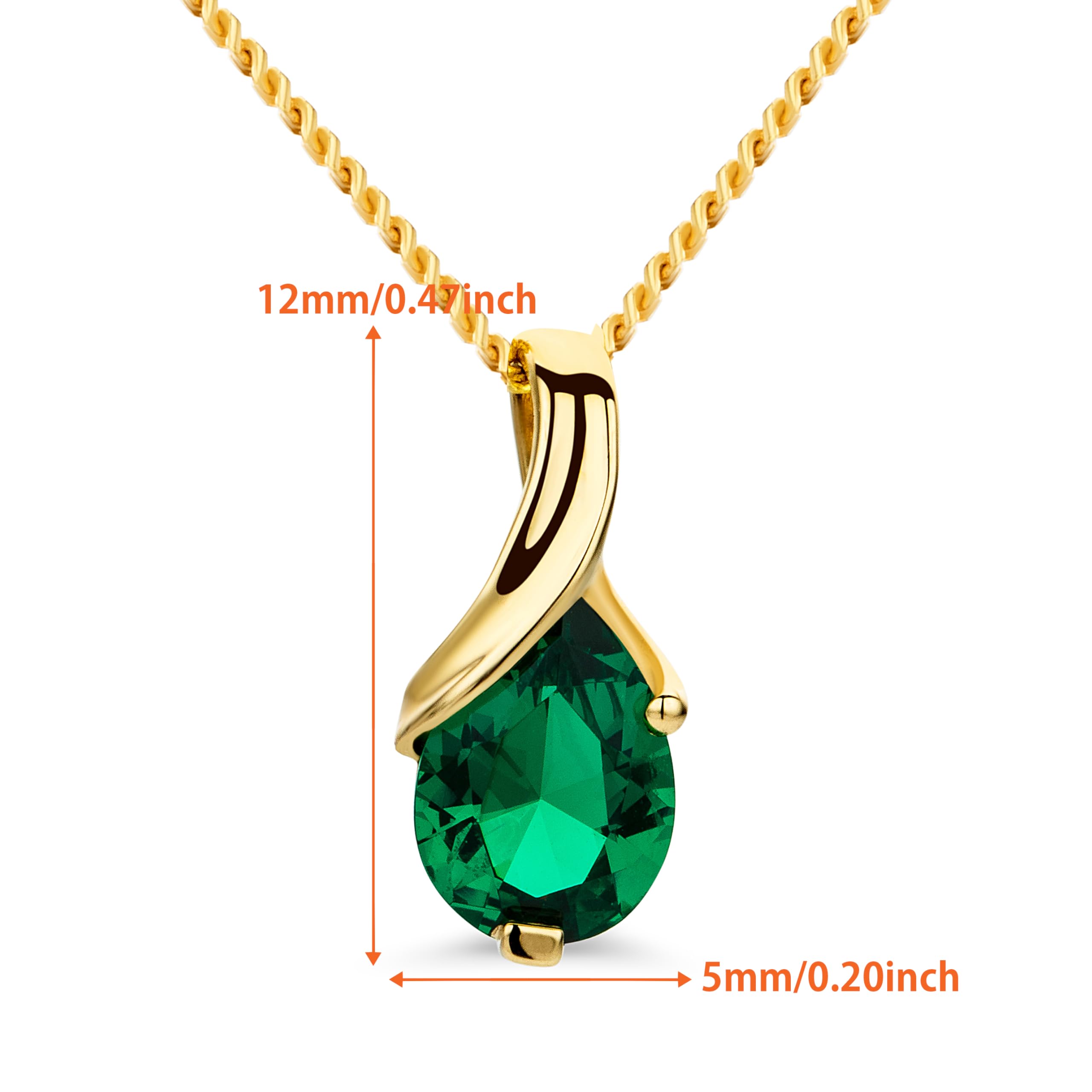 14K Gold Necklace for Women - 14K Yellow Gold/White Gold 585 Ruby/Sapphire/Emerald/Topaz/Amethyst Birthstone Pendant with 17.7
