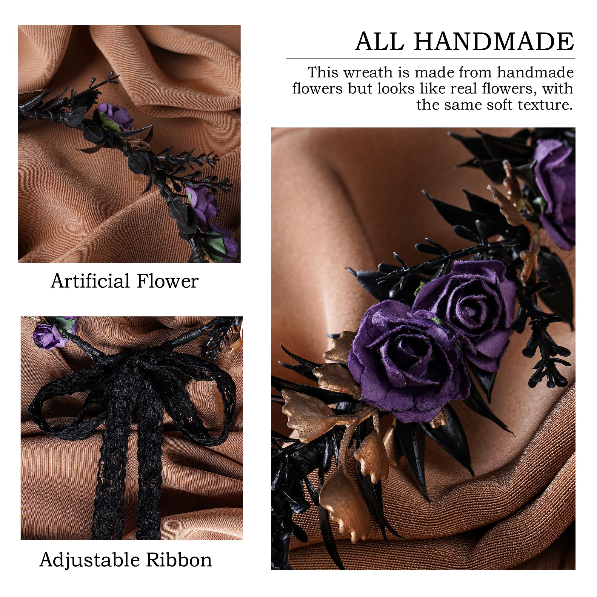 MOSTORY Black Elf Flower Headpiece - Dark Fairy Floral Crown Headband, Gothic Flower Circlet for Renaissance Festival, Halloween Costume, Medieval Cosplay, Fantasy Photo Shoot, Boho Wedding Accessory
