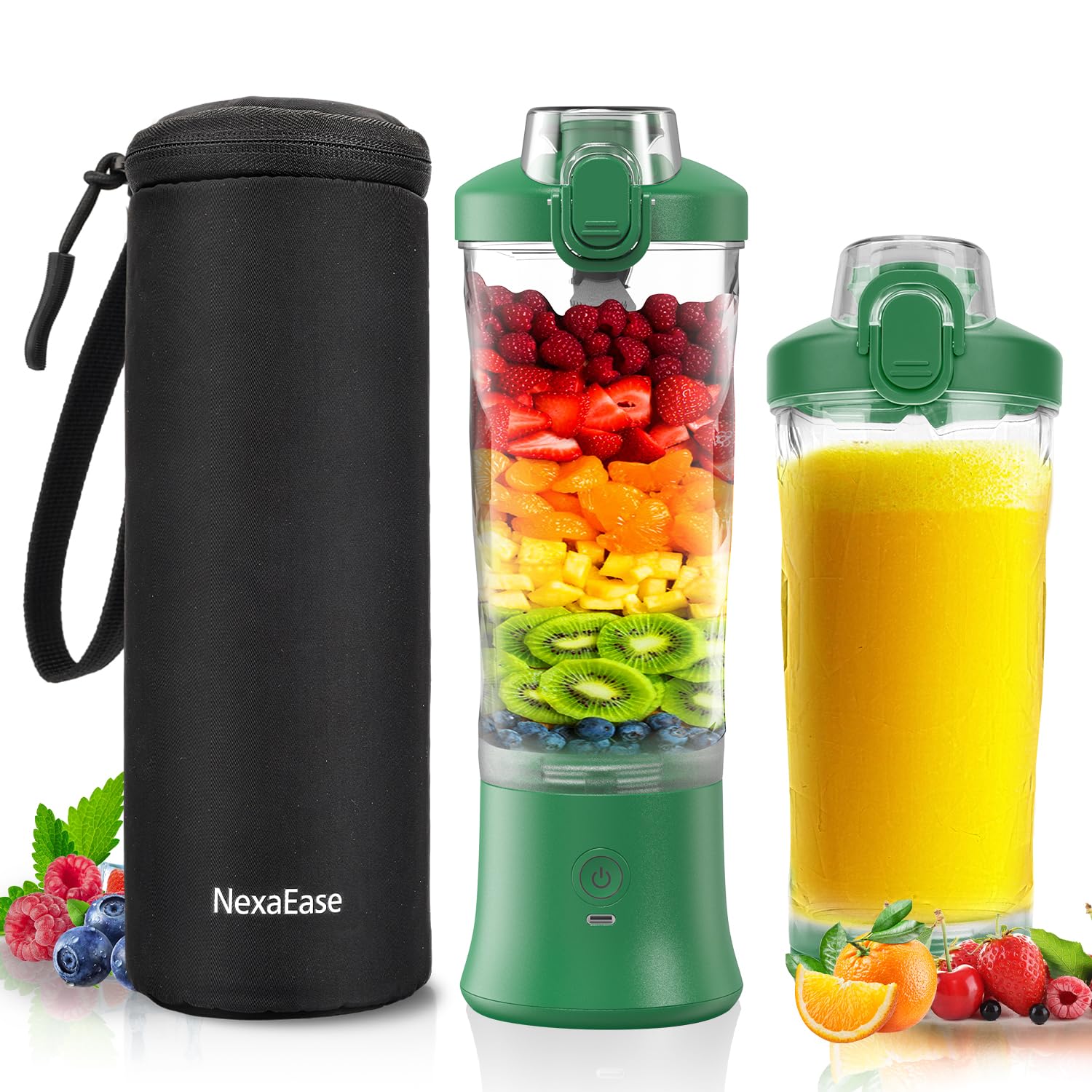 Portable Electric Blender for Shakes & Smoothies - 20oz USB-C Rechargeable Personal Juicer with Insulated Sleeve & Travel Lid - Perfect Protein Shaker Bottle for Kitchen, Office, Gym & Outdoor Activities - Ideal for Healthy Drinks, Post-Workout Recovery & On-the-Go Nutrition