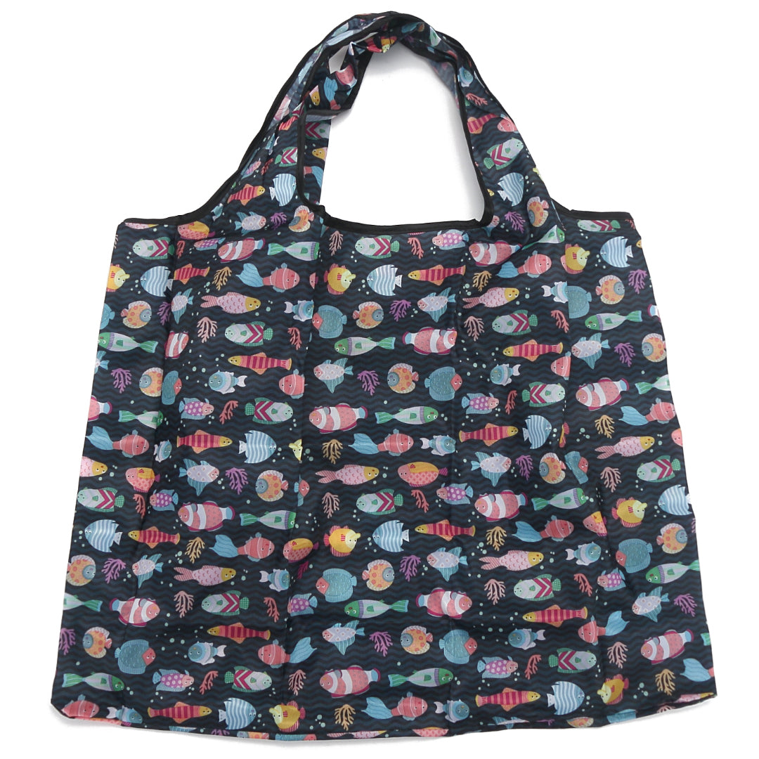 Jackie Ocean Blue Foldable Tote Bag - Lightweight & Portable for Travel, Shopping, and Beach Outings