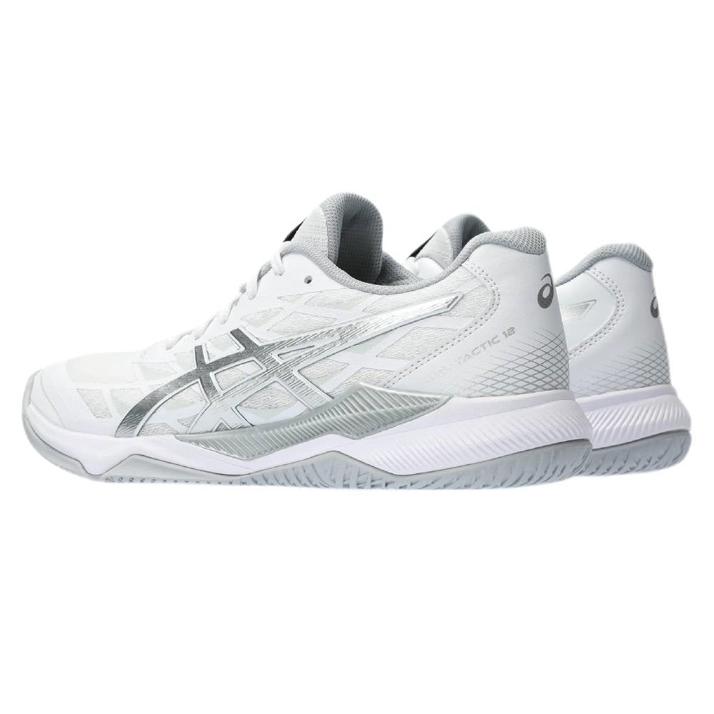 ASICS Gel Tactic 12 Women's Volleyball Shoes - Lightweight Indoor Court Sneakers for Women with Shock Absorption (White/Silver) | Perfect for Volleyball, Badminton & Squash Games