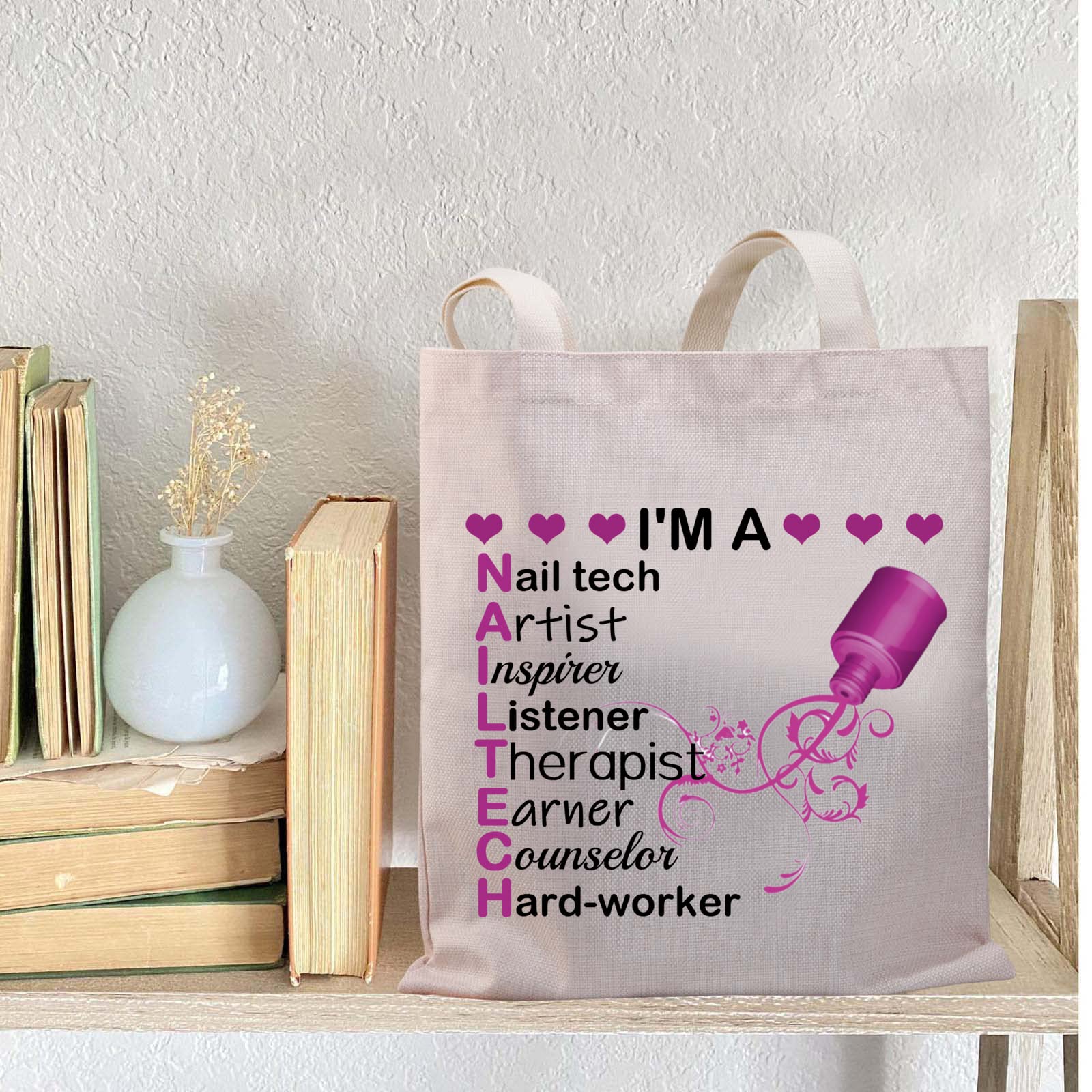 PLITI Professional Nail Artist Tote Bag - Perfect Gift for Nail Technicians & Beauticians - Ideal for Salon Visits, Travel & Cosmetics Storage