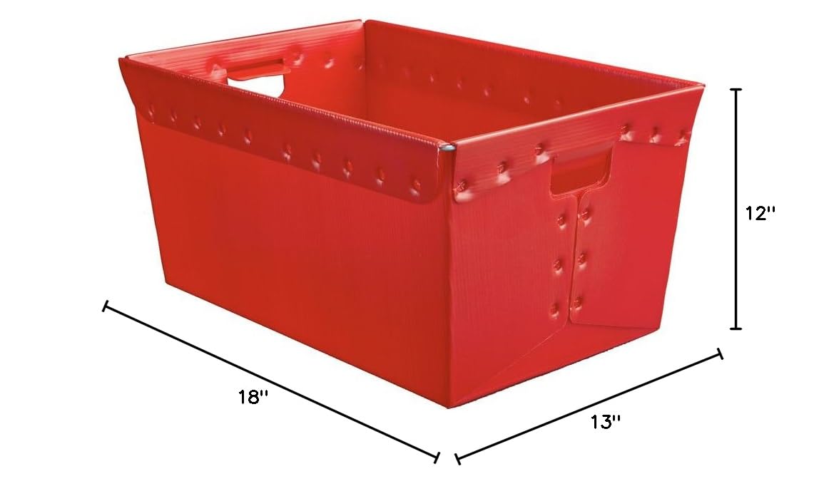 Heavy-Duty Red Plastic Storage Bins - 3-Pack Stackable Storage Containers for Home & Office Organization - 80 lbs Capacity (23
