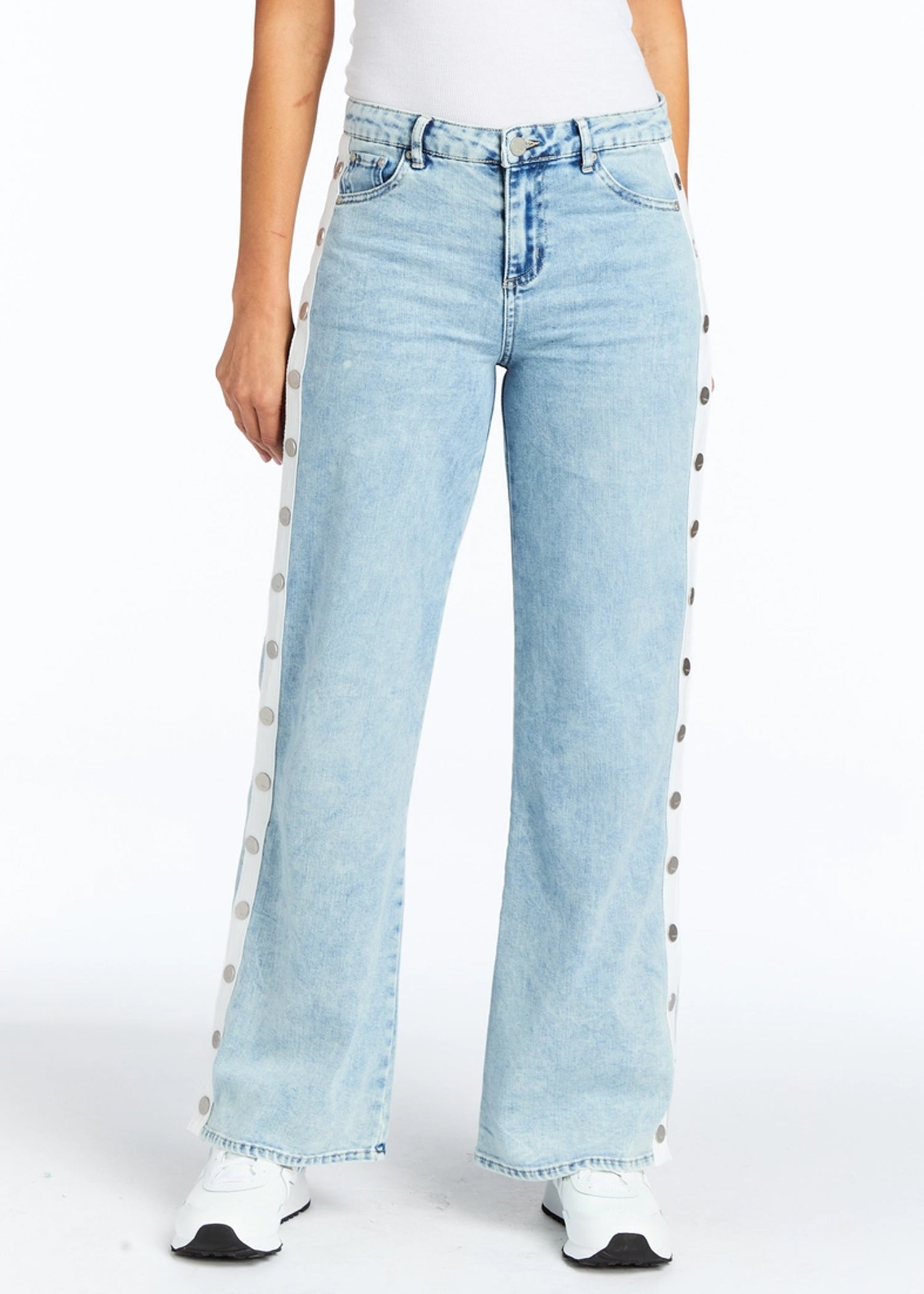Snap Me Up Wide Leg Tractor Jeans - High Waisted Stretch Denim Pants for Women | Perfect for Casual Wear, Farm Work & Outdoor Activities