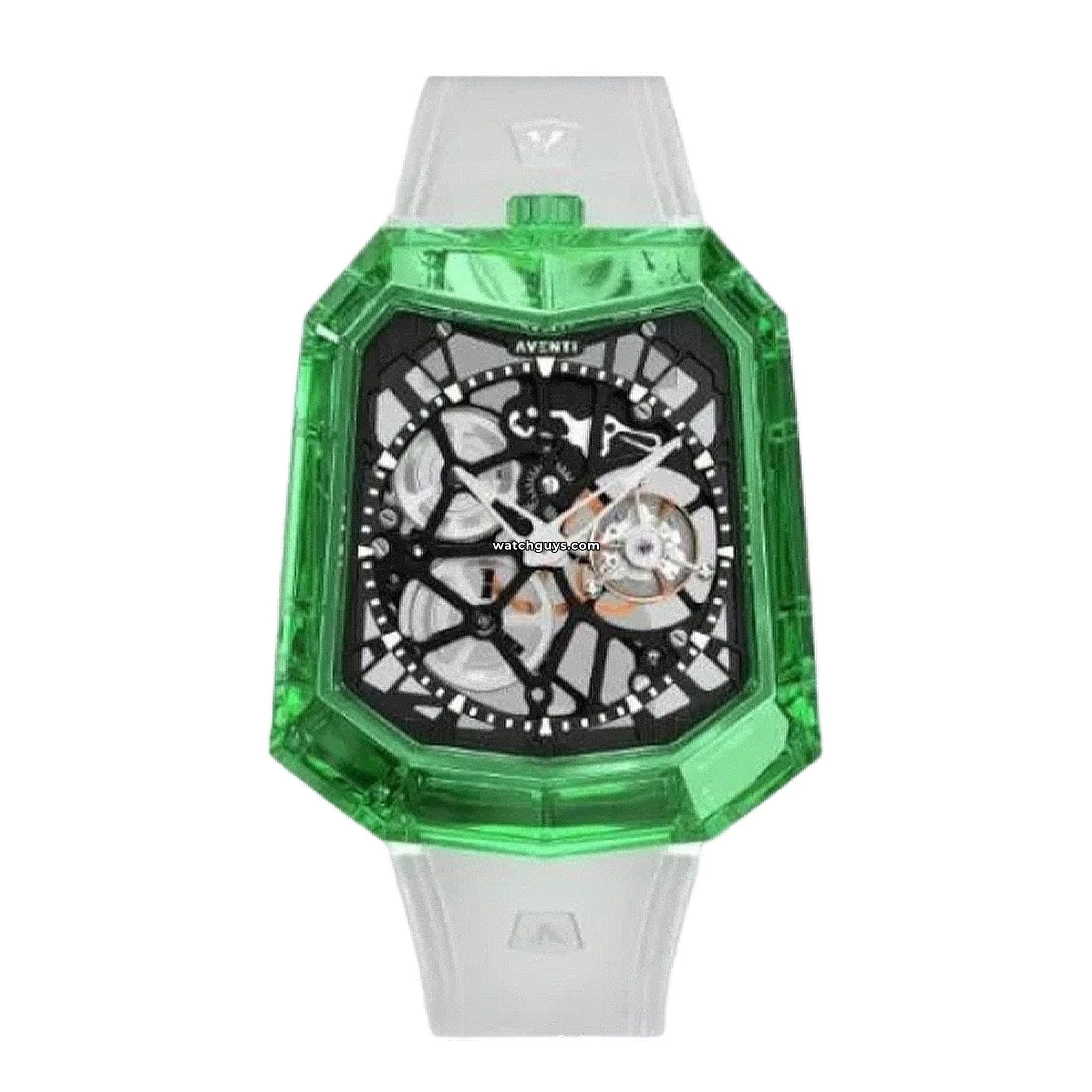 Aventi Sapphire Emerald Skeleton Watch A11-05 - Luxury Men's Mechanical Timepiece for Business & Formal Occasions