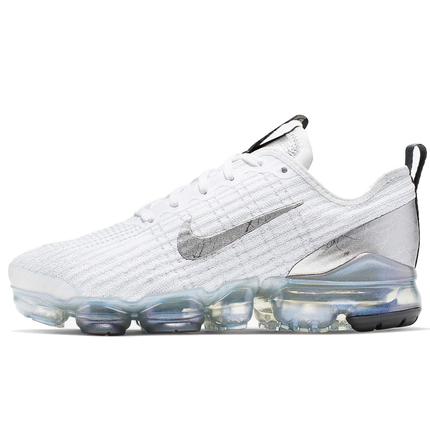 Nike Air VaporMax Flyknit 3 Kids Running Shoes - White/Metallic Silver - Lightweight & Breathable for Active Play, School & Sports
