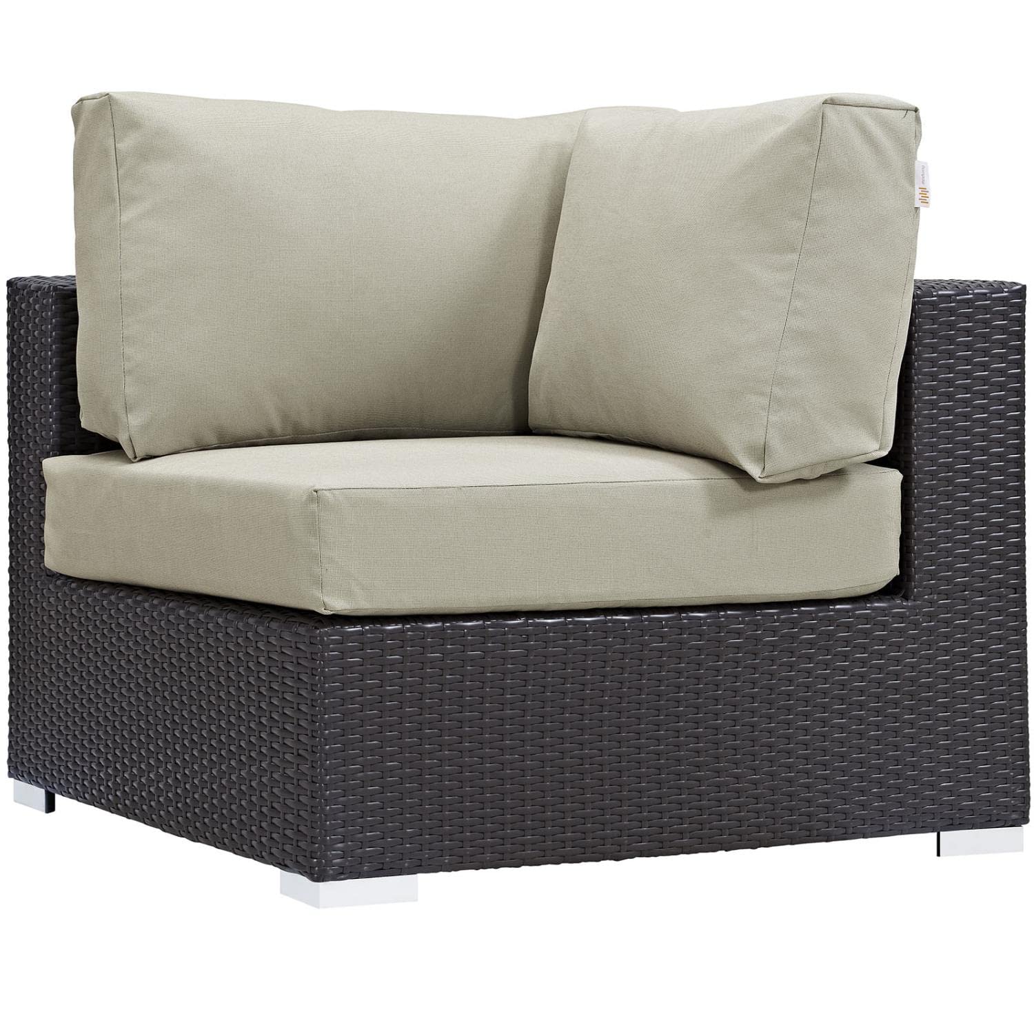 Modway Convene Collection 8-Piece Outdoor Patio Sectional Set in Espresso Beige - Durable Wicker Furniture for Backyard, Poolside & Garden Relaxation