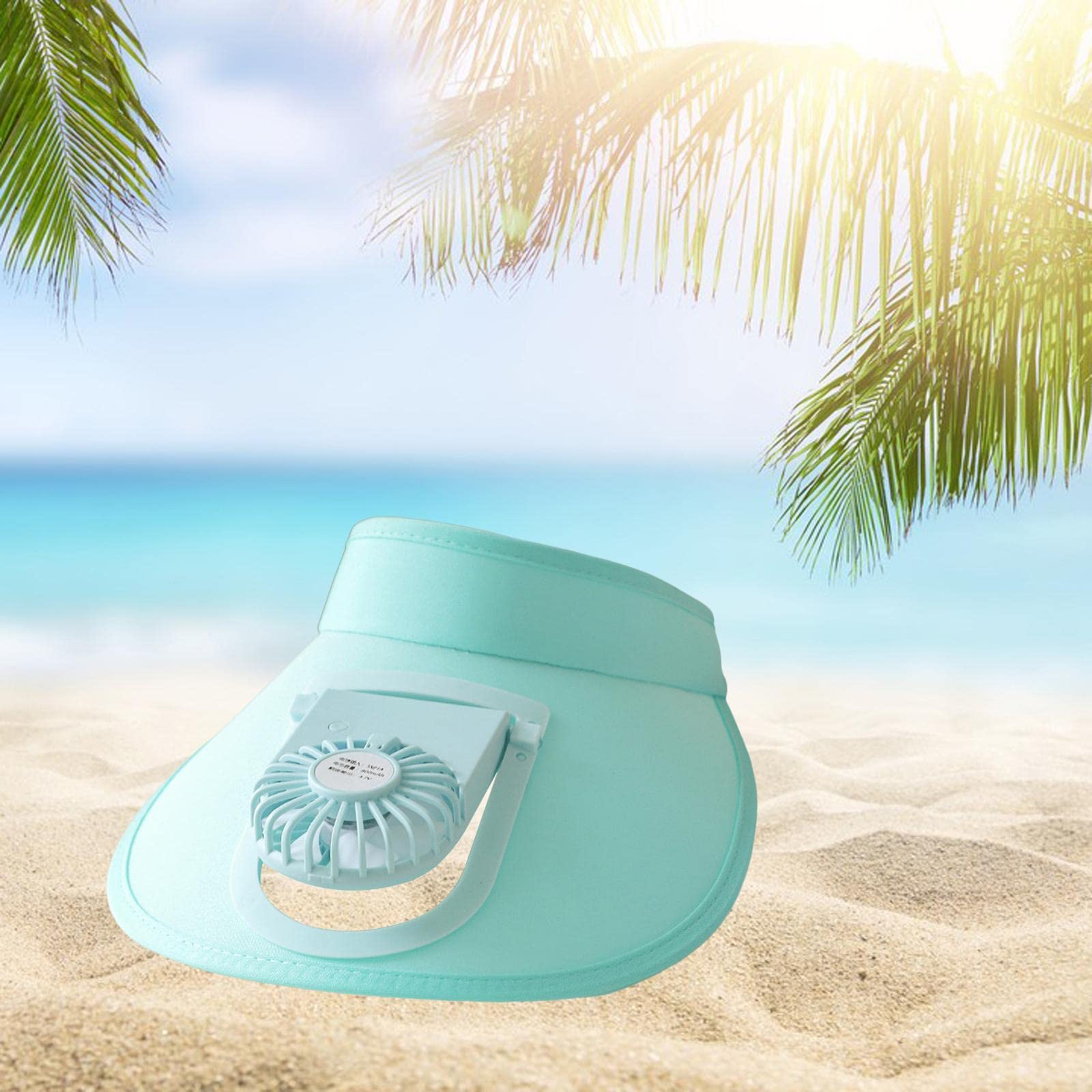 Sun Visor Hat with Built-in Fan for Adults & Kids - Adjustable Wind Speed, Wide Brim Sun Protection - Perfect for Outdoor Sports, Beach, Hiking & Summer Activities