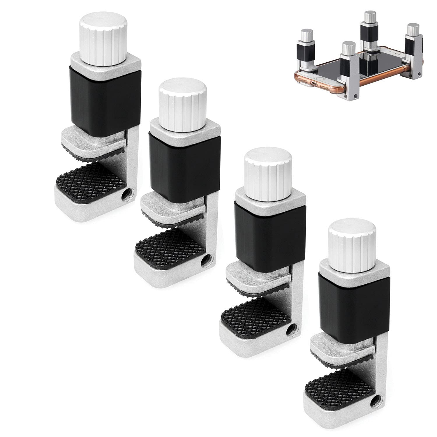 4pcs Adjustable Phone Screen Clamps - 15mm Max Width, Universal Fastening Bracket for Most Smartphones & Tablets | Perfect for DIY Repairs, Photography & Hands-Free Viewing