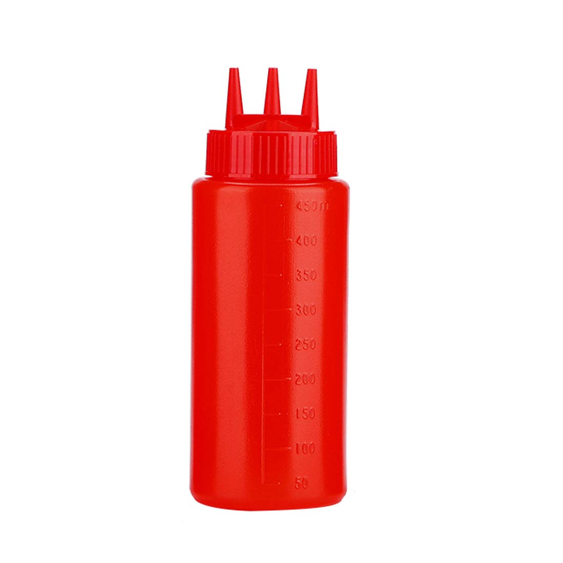 uxcell 15oz Plastic Red 3-Hole Squeeze Bottles - Multi-Purpose Condiment Dispenser for Ketchup, Syrup, Dressings & Sauces - Perfect for Restaurants, Home Kitchens & BBQ Parties