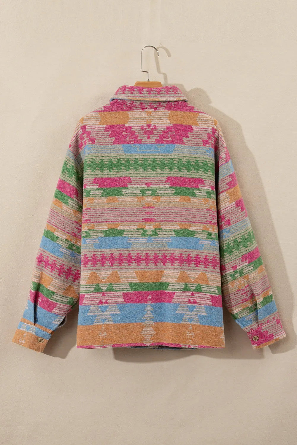 **Plus Size Women's Printed Collared Jacket with Pockets - Stylish & Comfortable for Work, Travel & Casual Outings**