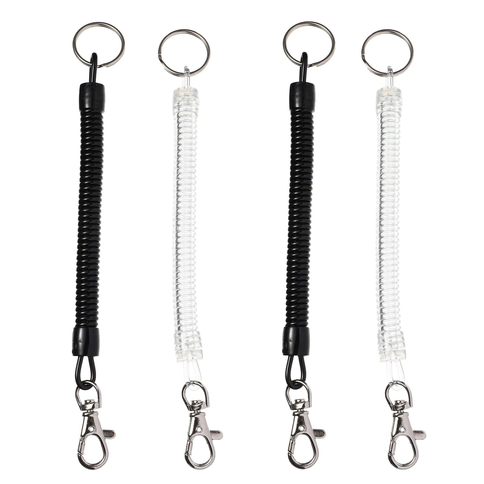 4pcs Retractable Spring Lanyard Keychain - Anti-Lost Strap for Keys & ID Cards