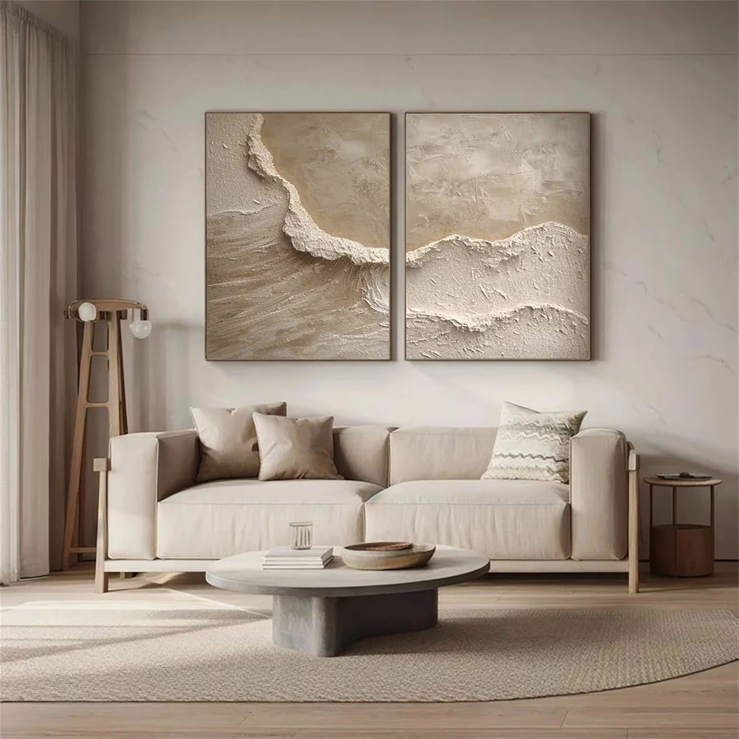 Ocean and Sky Painting Set of 2 - Modern Coastal Wall Art for Living Room & Bedroom Decor | Ready to Hang Canvas Prints | Home & Office Wall Decor