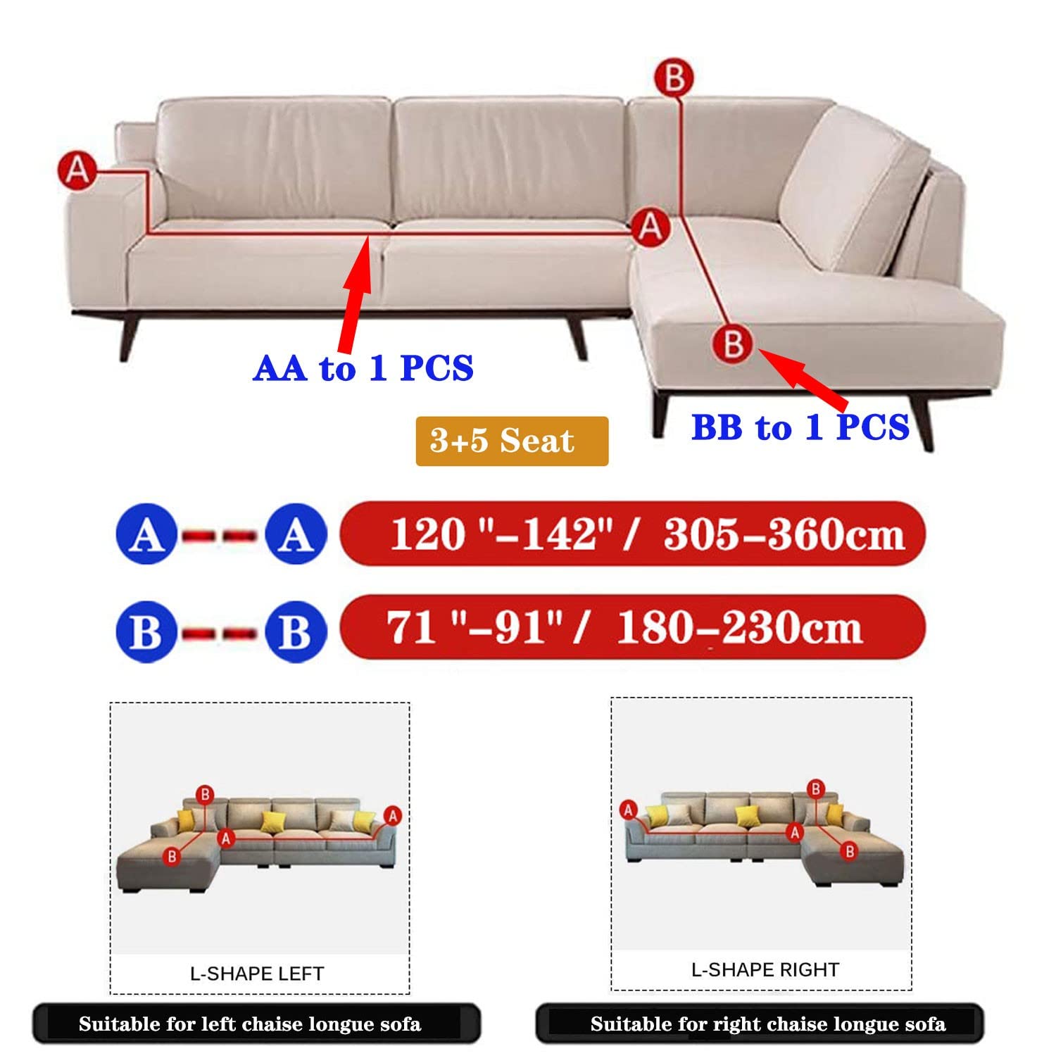 Stretchable L-Shaped Sectional Sofa Covers for Pets - Gray 3-Cushion Couch Protector with 2 Pillowcases (2PC) - Durable Furniture Slipcover for Living Room, Dog-Proof Sofa Cover for Home & Family Gatherings
