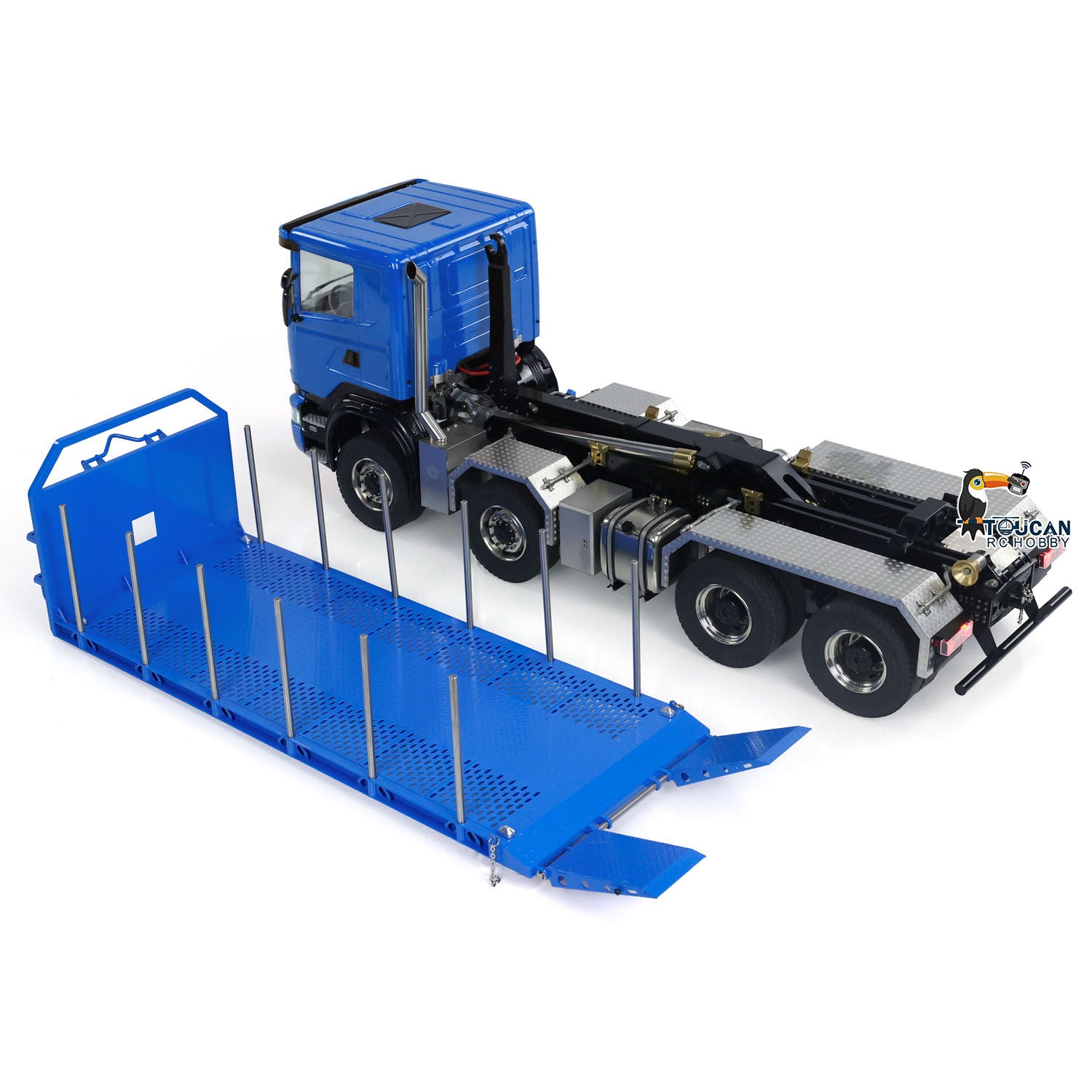 1:14 Scale 8x8 RC Hydraulic Dump Truck with Roll On/Off Function - Remote Controlled Tipper Car with Realistic Sounds & LED Lights - U-Shaped High Bucket & Timber Flatbed for Construction Site Play & Collectors - Perfect for Kids Outdoor Play, Construction Toy Enthusiasts, and RC Vehicle Lovers
